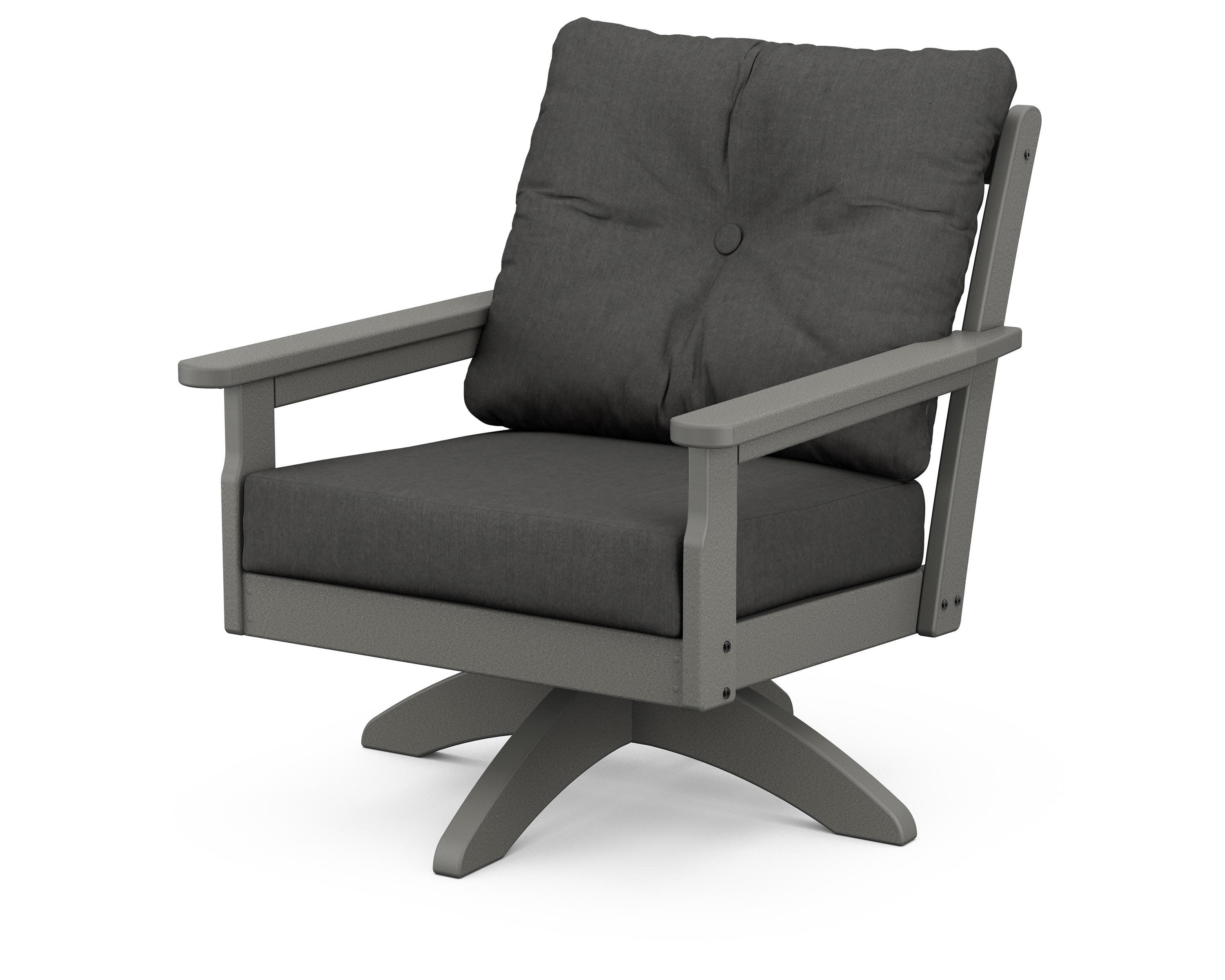 Vineyard Deep Seating Swivel Chair in Slate Grey / Spectrum Carbon