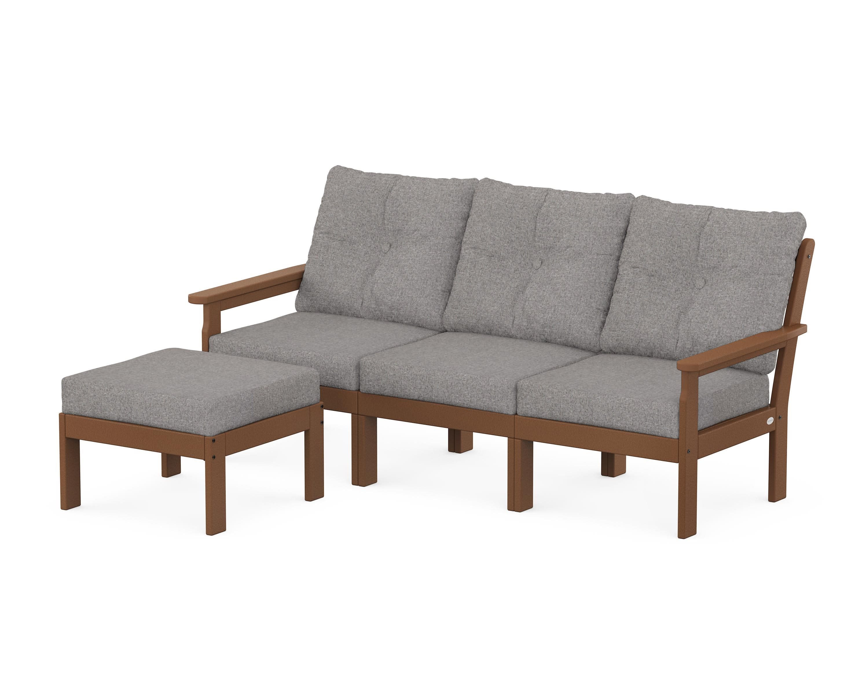 Vineyard 4-Piece Sectional with Ottoman in Teak / Grey Mist