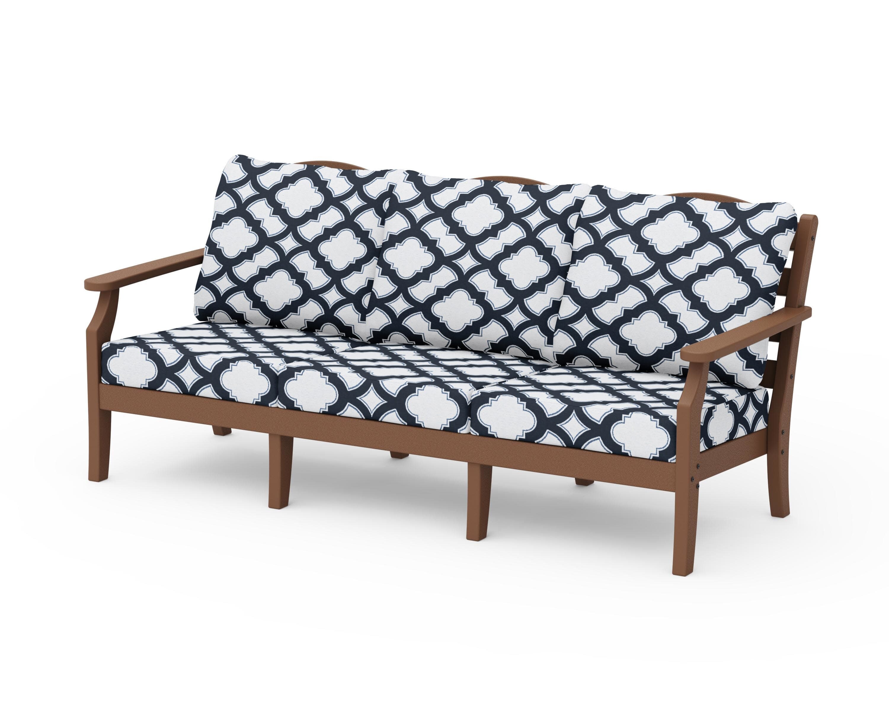 Savannah Deep Seating Sofa in Teak / Trellis Marine Indigo