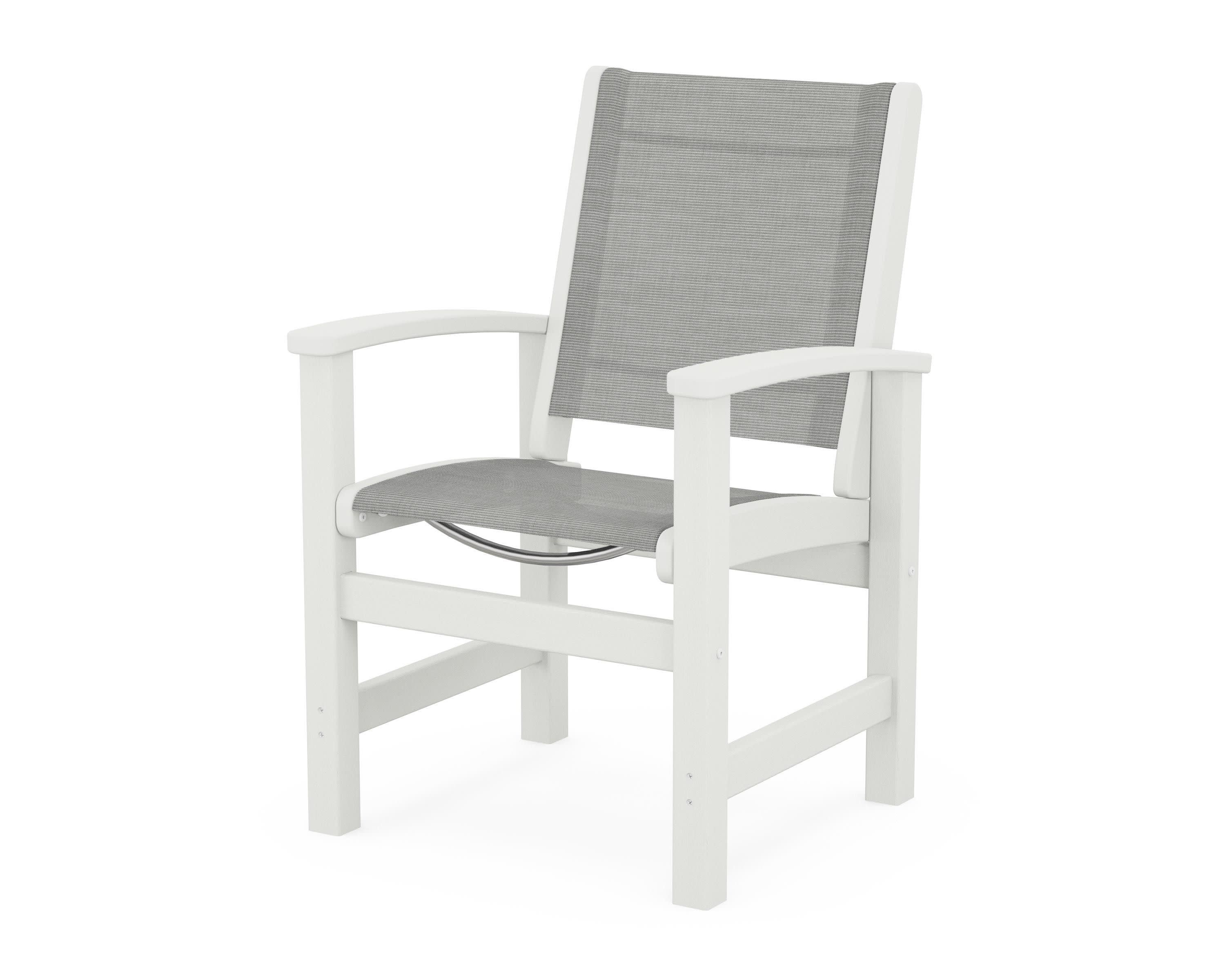 Coastal Dining Chair in Vintage White / Metallic Sling
