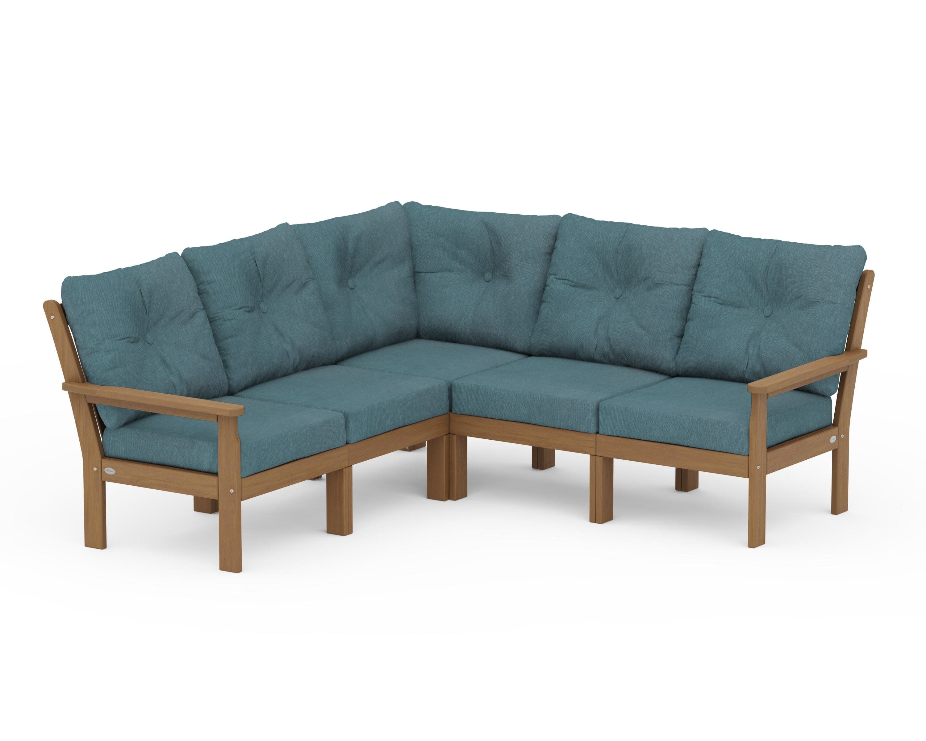 Vineyard 5-Piece Sectional in Natural / Ocean Teal