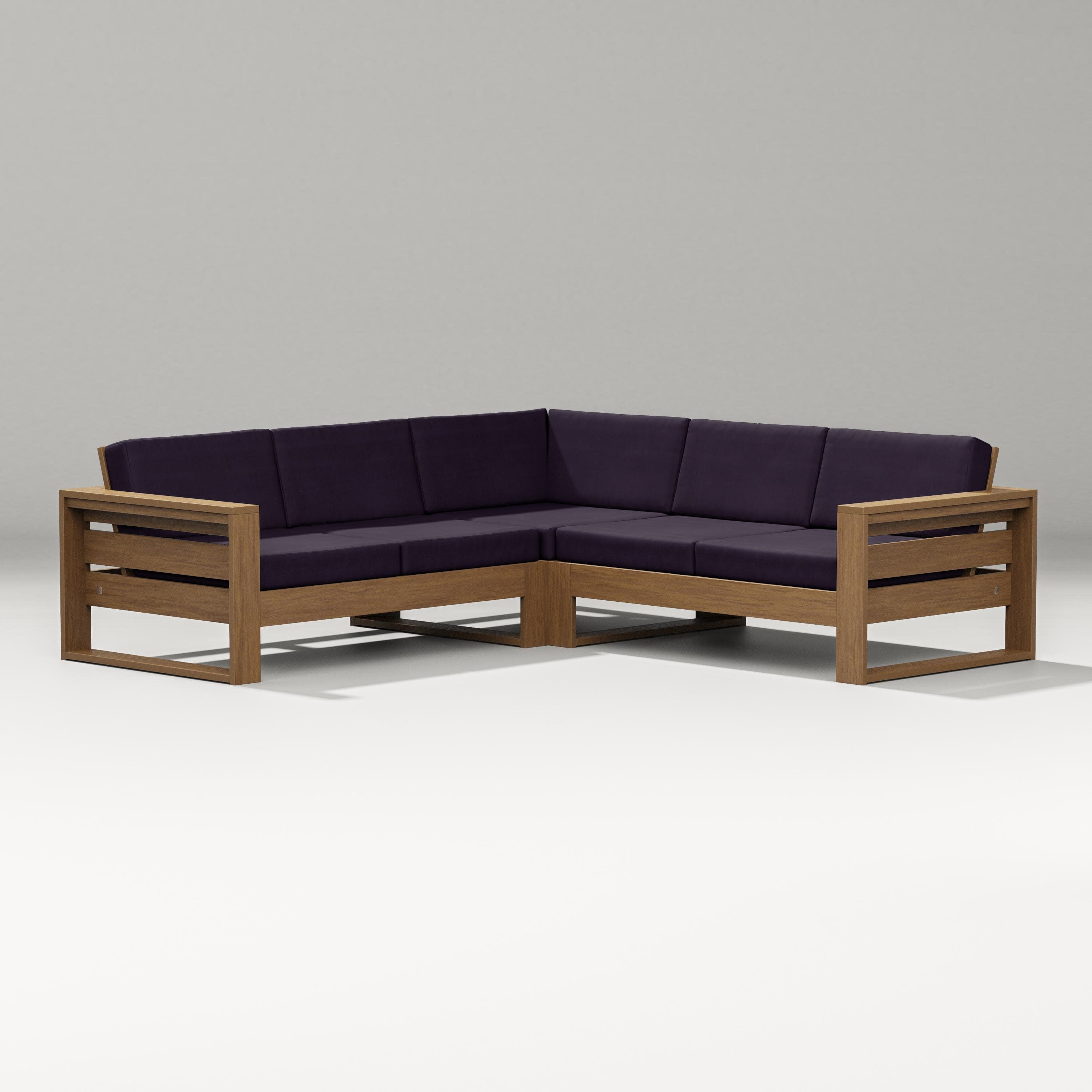 Latitude Corner Sectional in Natural / Navy Linen
