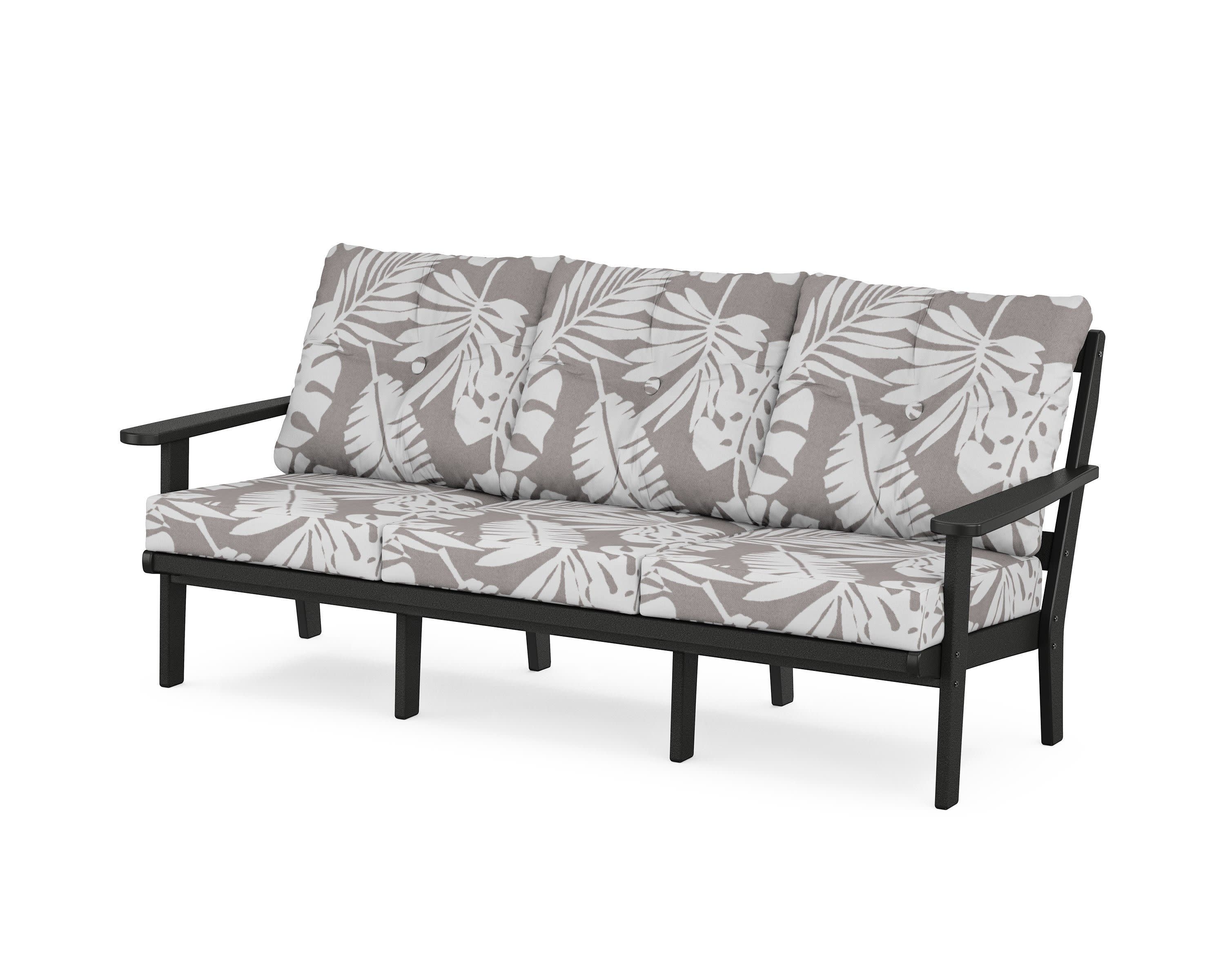 Mission Deep Seating Sofa in Black / Leaf Grey Mist