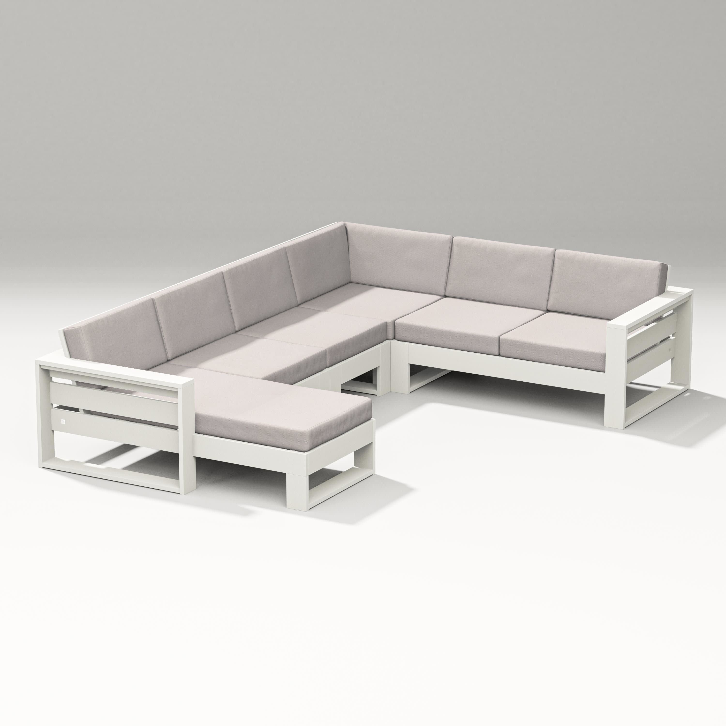 Latitude Corner Sectional with Left Chaise in Vintage White / Dune Burlap