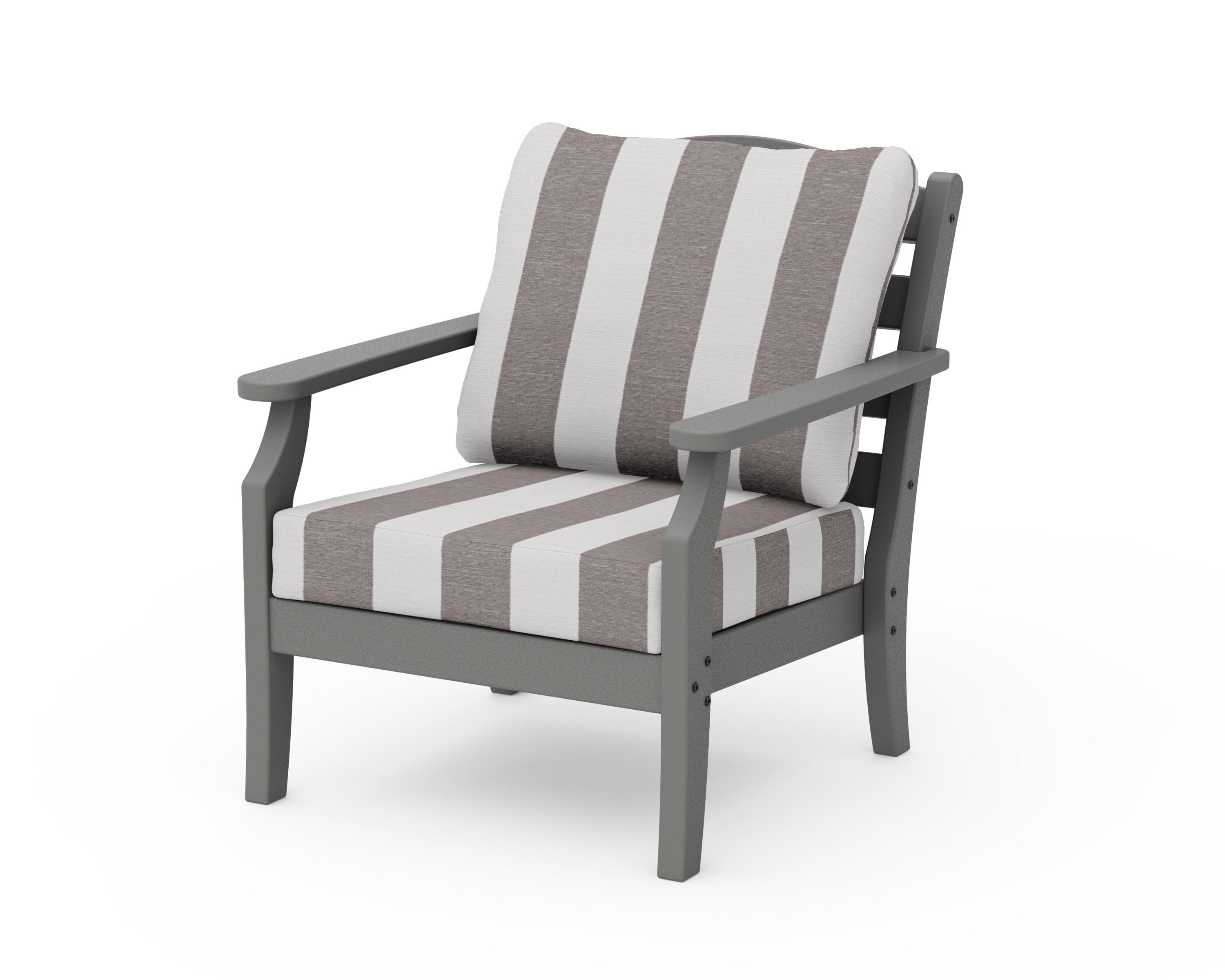 Savannah Deep Seating Chair in Slate Grey / Cabana Stripe Grey Mist