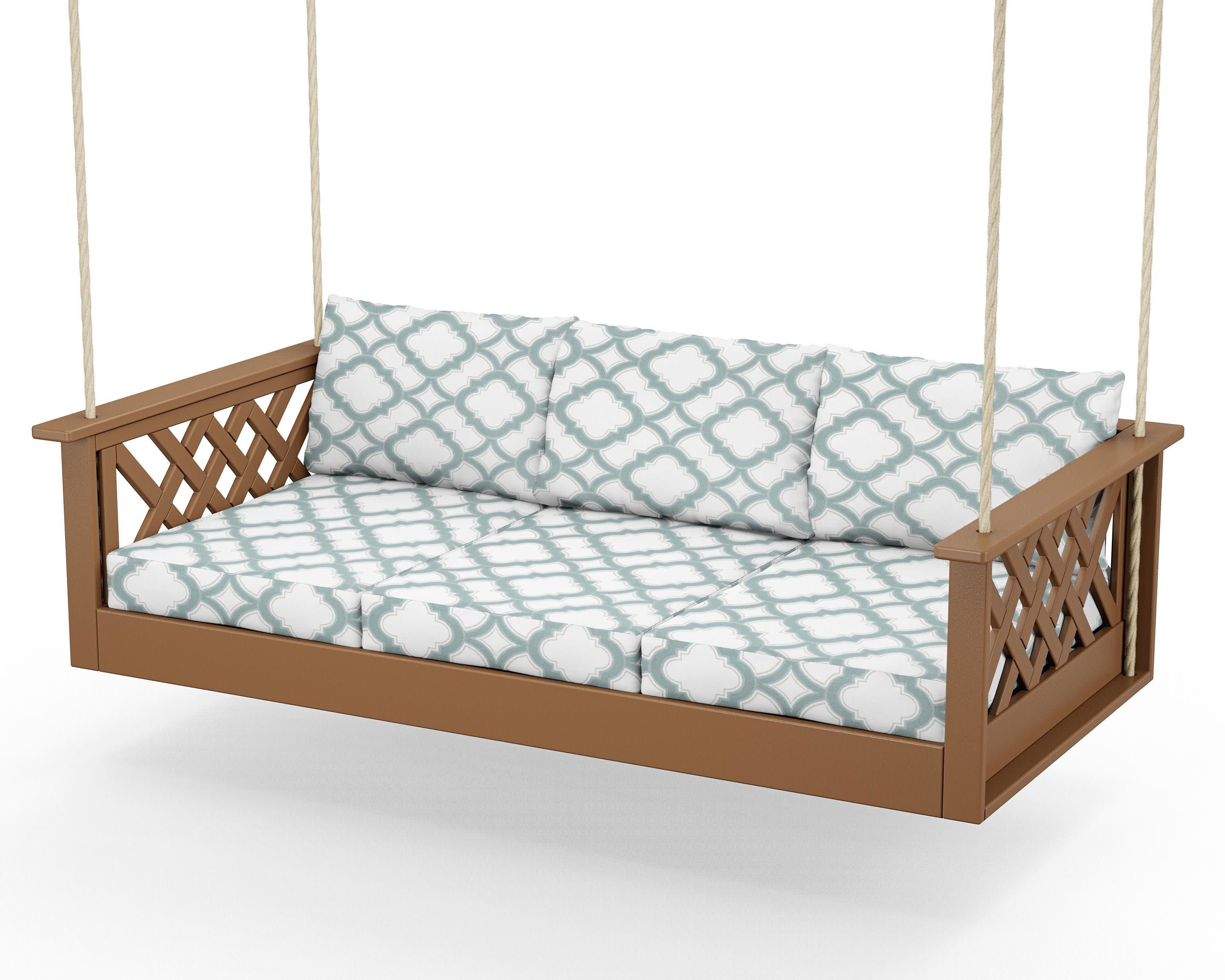 Wovendale Daybed Swing in Teak / Trellis Glacier Spa