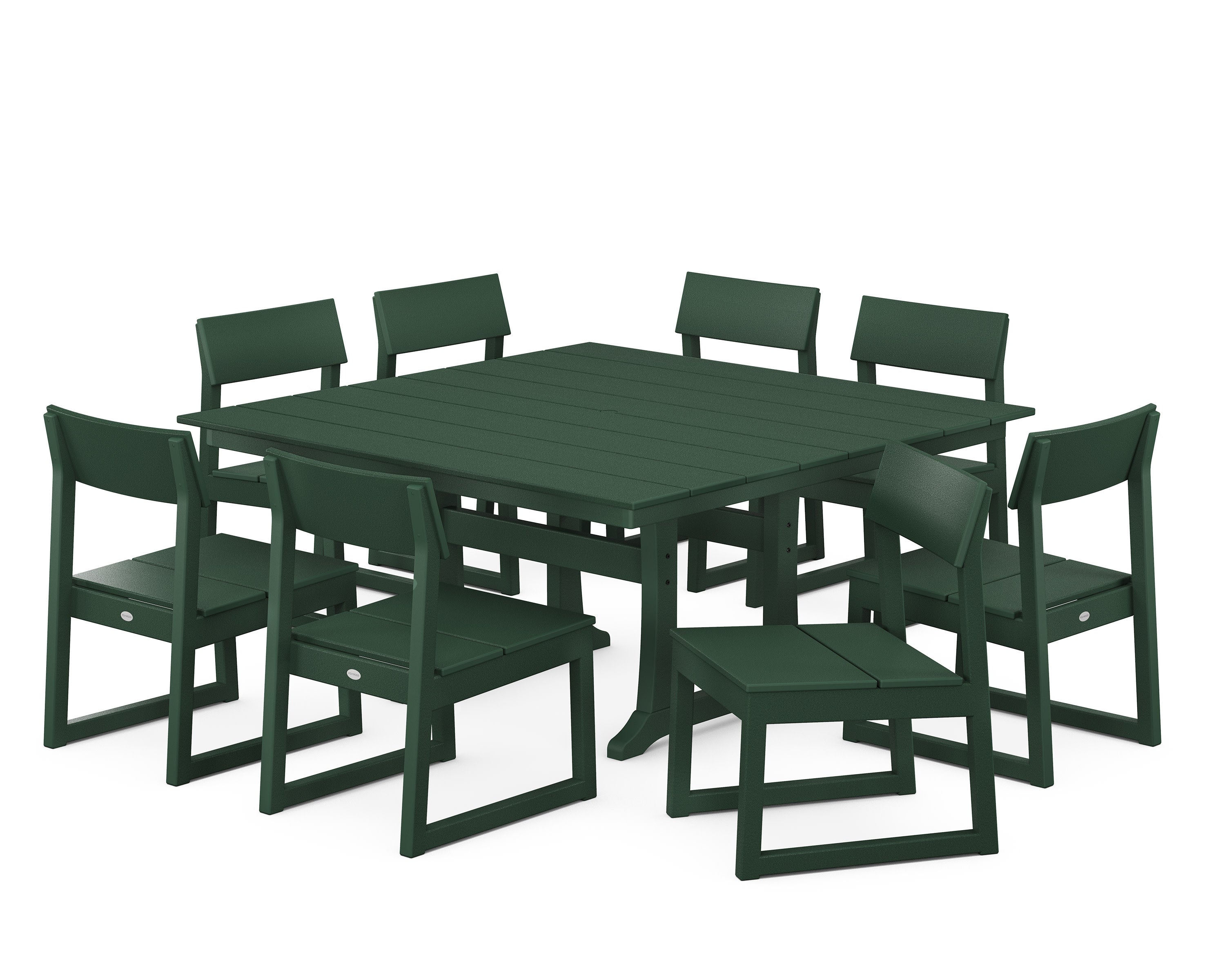 EDGE 9-Piece Farmhouse Trestle Dining Set in Green