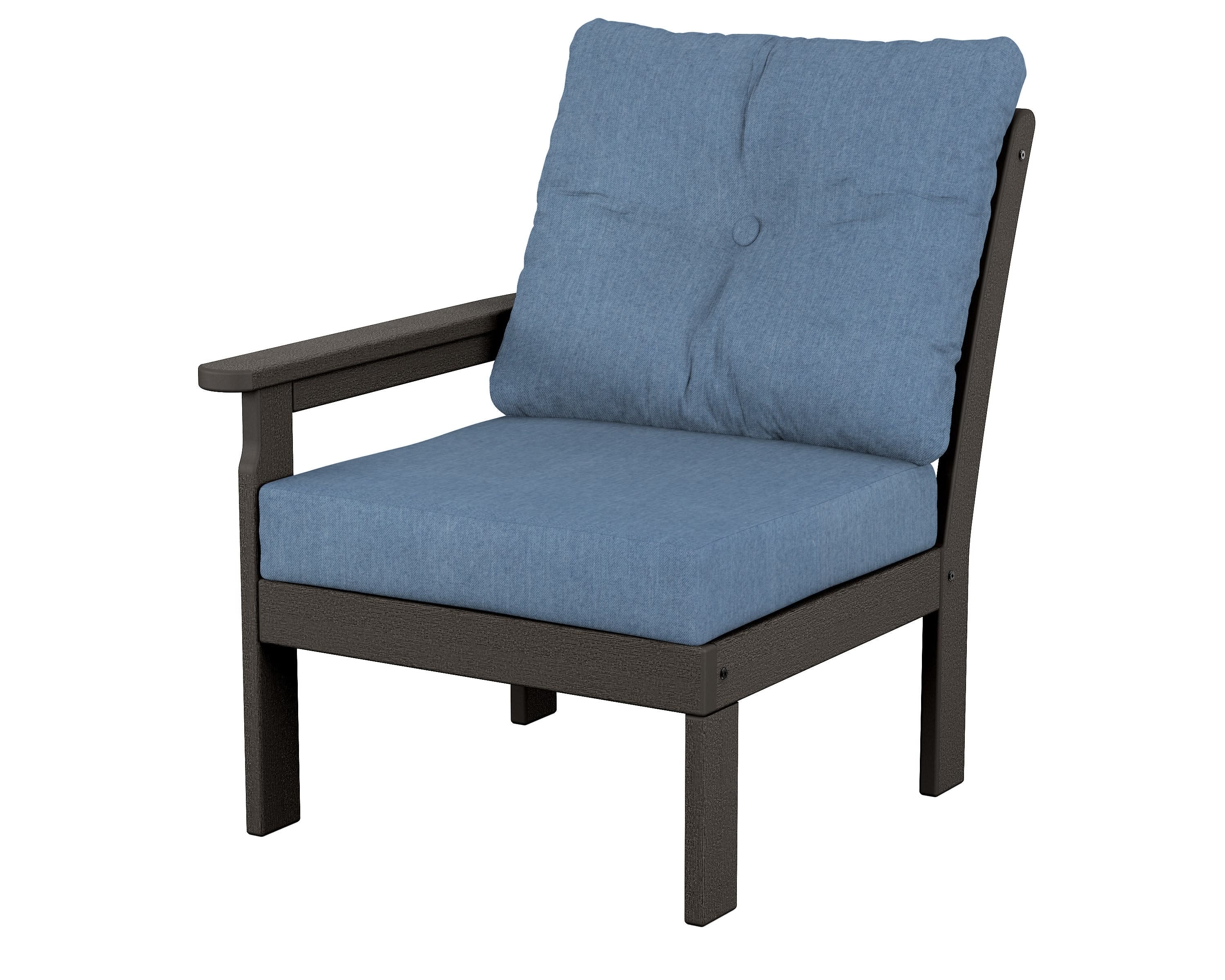 Vineyard Modular Left Arm Chair in Vintage Coffee / Sky Blue