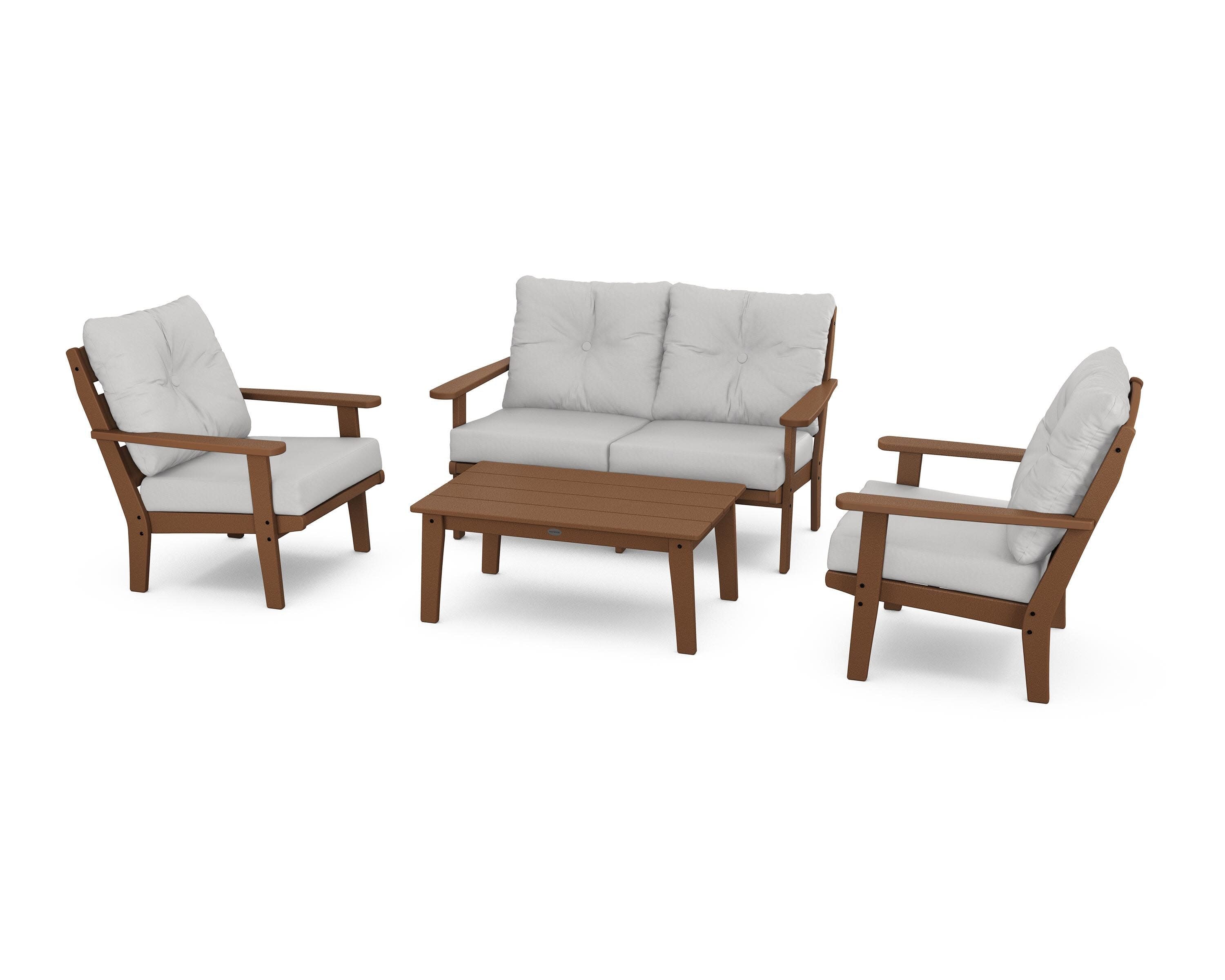 Lakeside 4-Piece Deep Seating Set in Teak / Diamond in the Rough