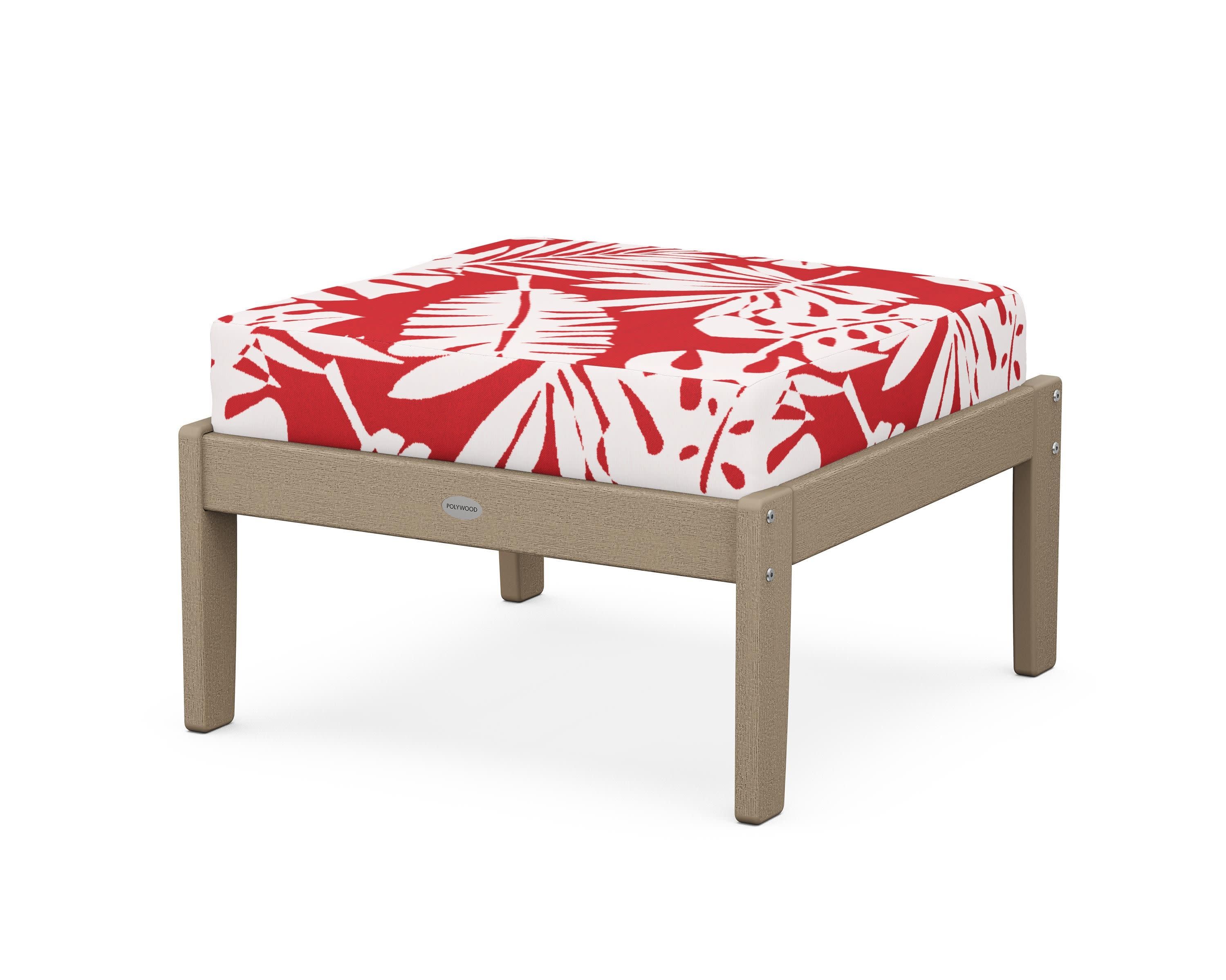 Braxton Deep Seating Ottoman in Vintage Sahara / Leaf Crimson