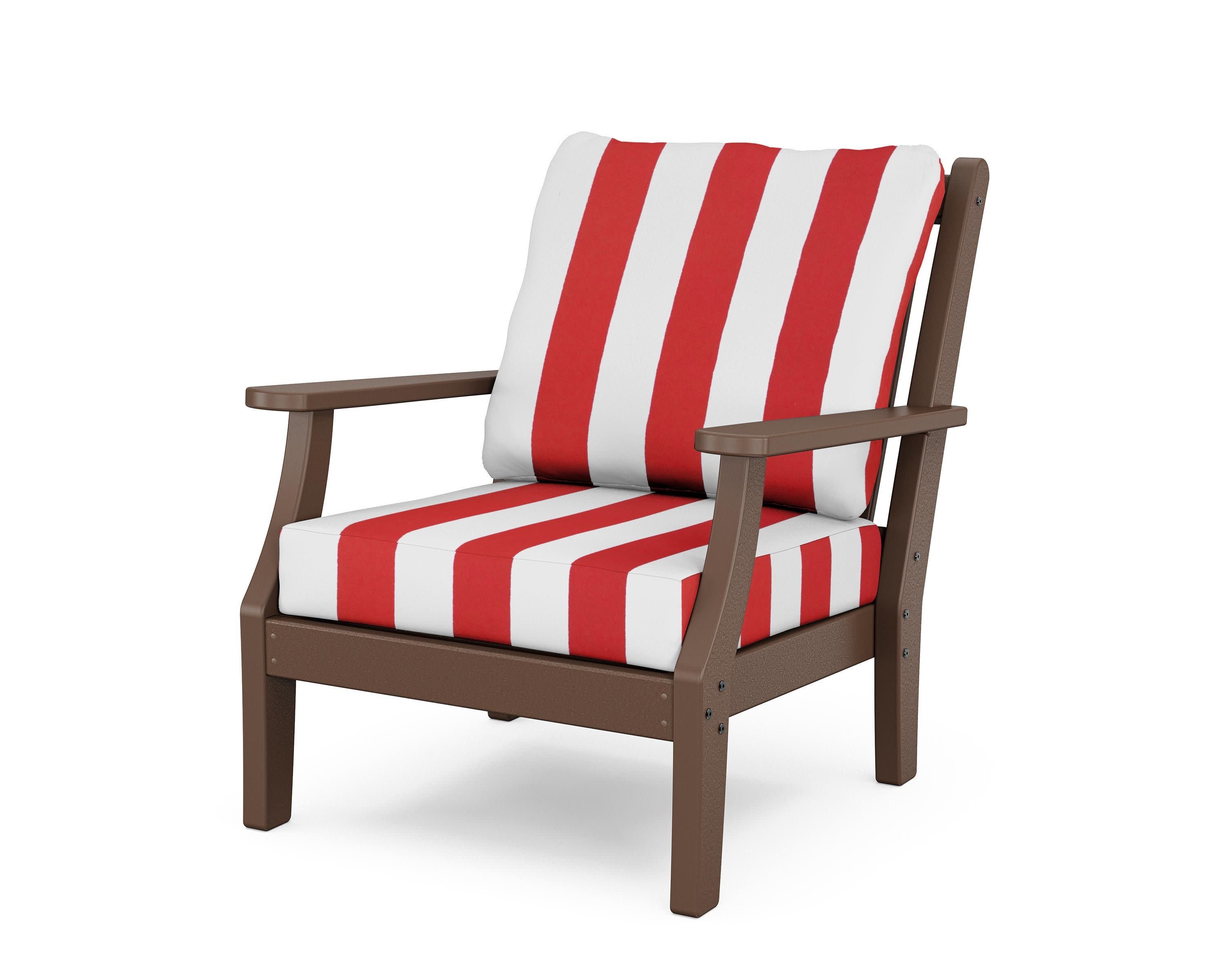Wovendale Deep Seating Chair in Mahogany / Cabana Stripe Crimson