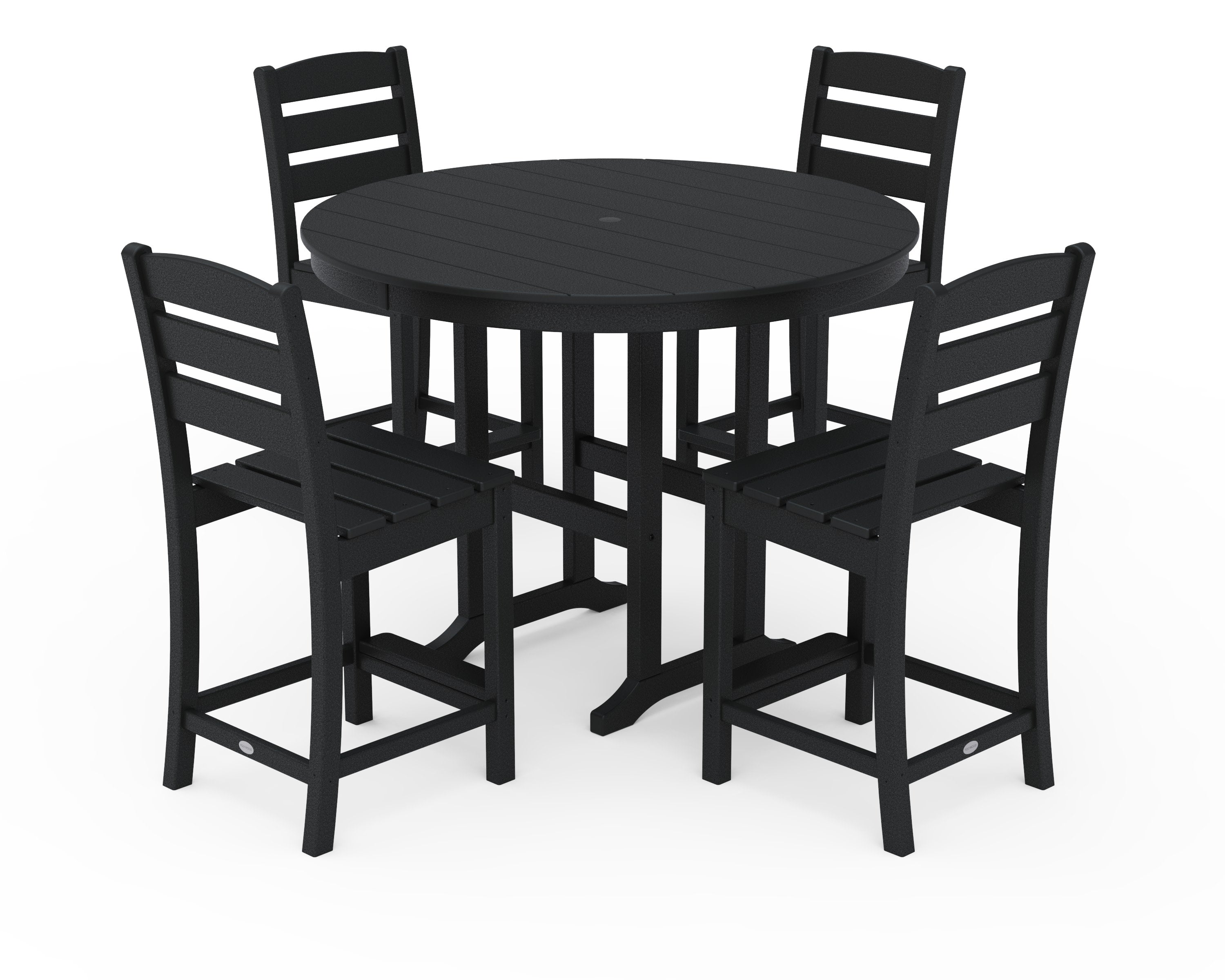 Lakeside 5-Piece Farmhouse Round Side Chair Counter  Set in Black