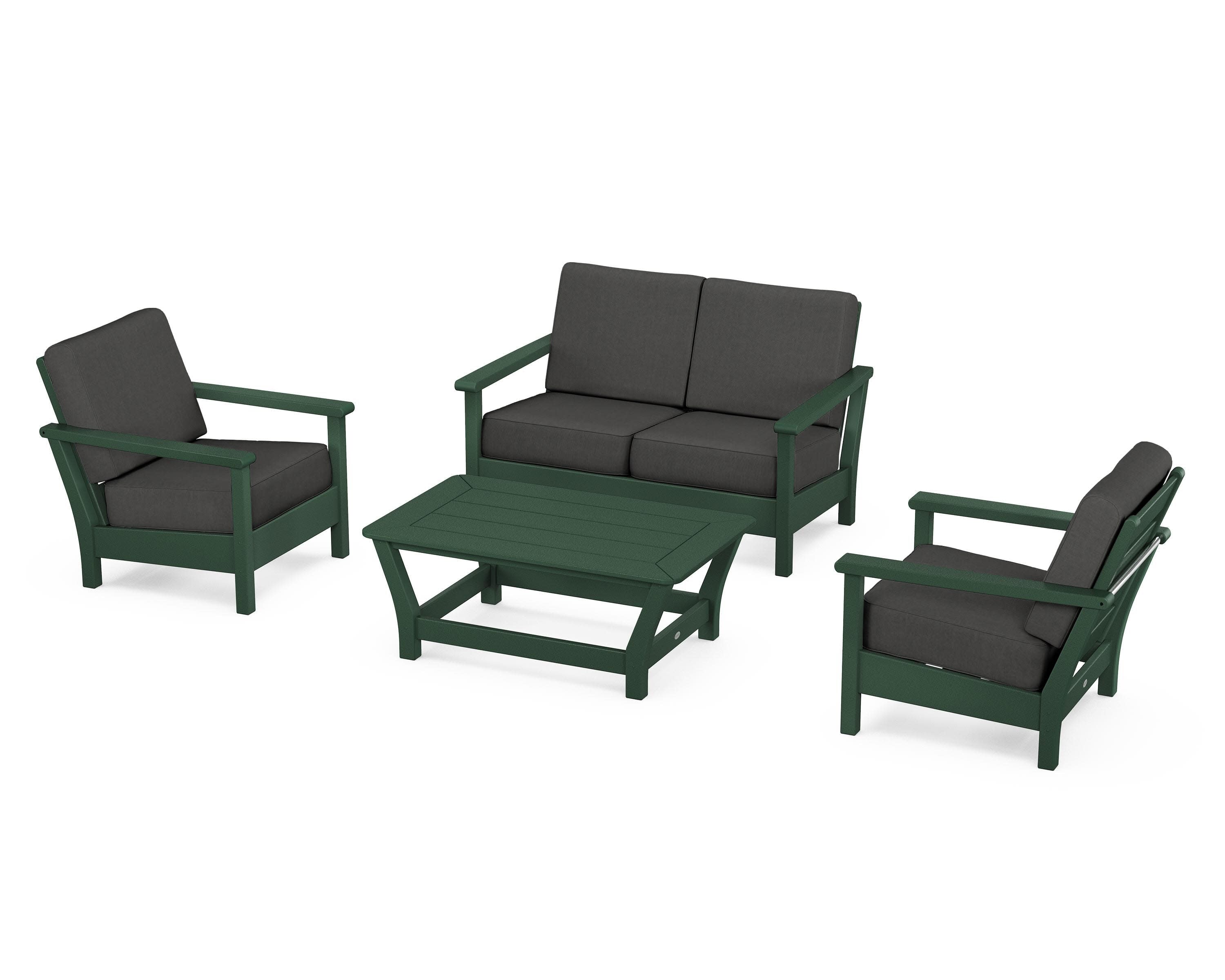 Harbour 4-Piece Deep Seating Set in Green / Spectrum Carbon