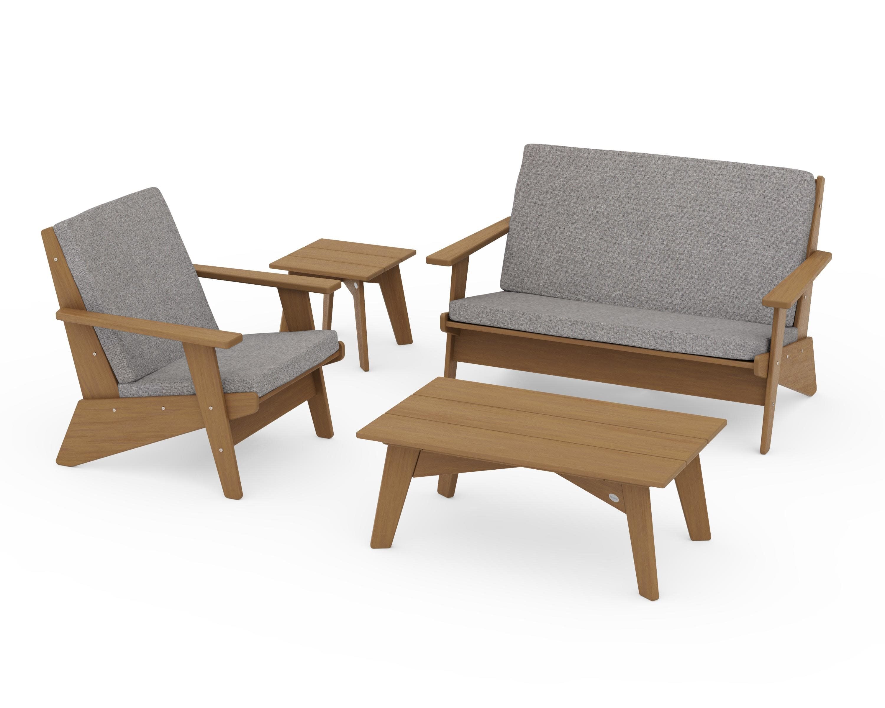 Riviera Modern Lounge 4-Piece Set in Natural / Grey Mist