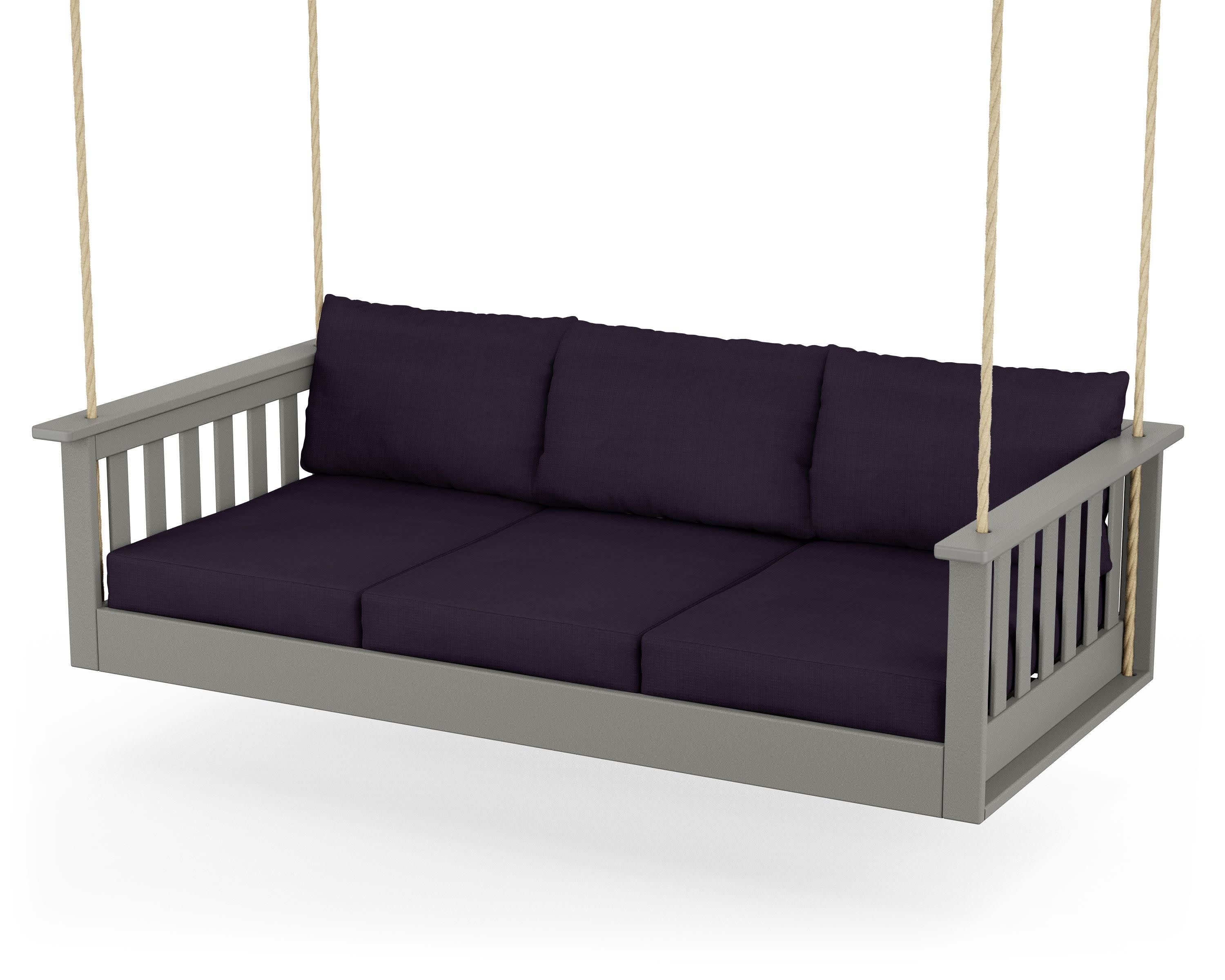 Vineyard Daybed Swing in Slate Grey / Navy Linen
