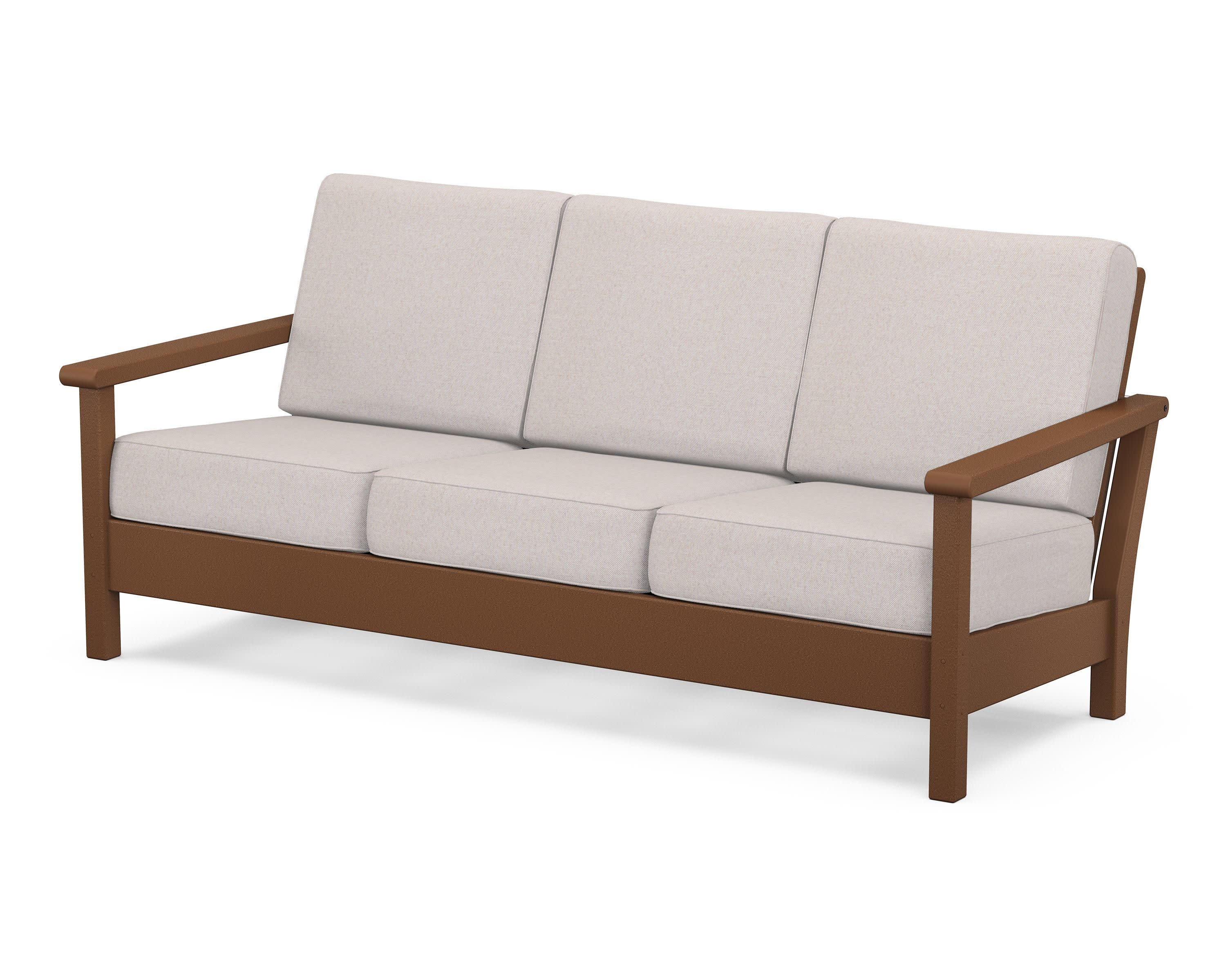 Harbour Deep Seating Sofa in Teak / Dune Burlap
