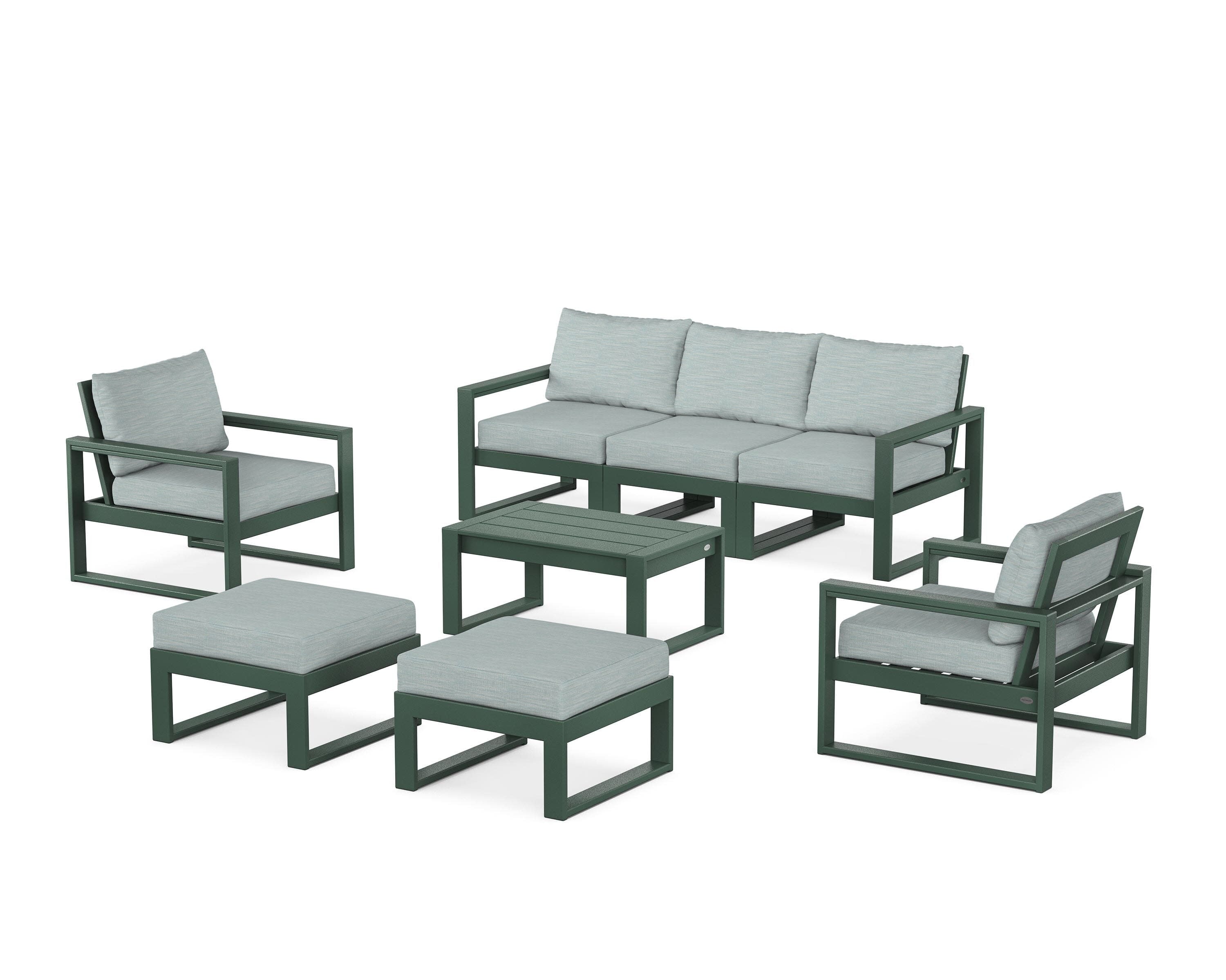 EDGE Sectional 8-Piece Lounge Sofa Set in Green / Soothe Mist
