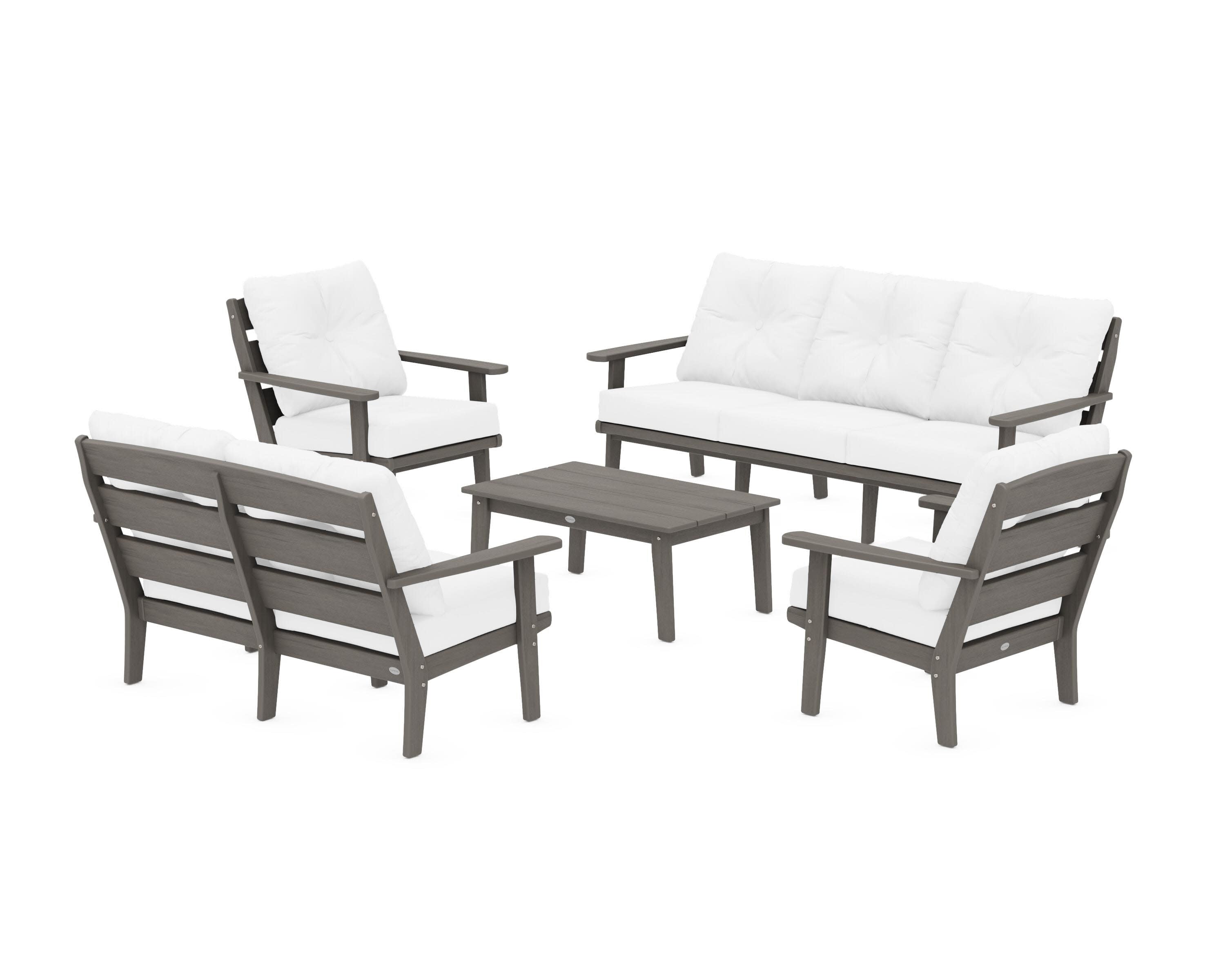 Lakeside 5-Piece Lounge Sofa Set in Driftwood / Natural