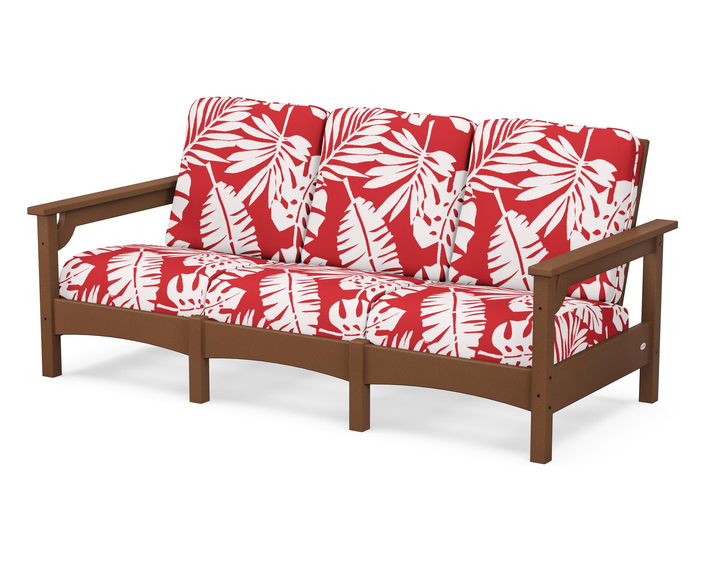 Club Sofa in Teak / Leaf Crimson