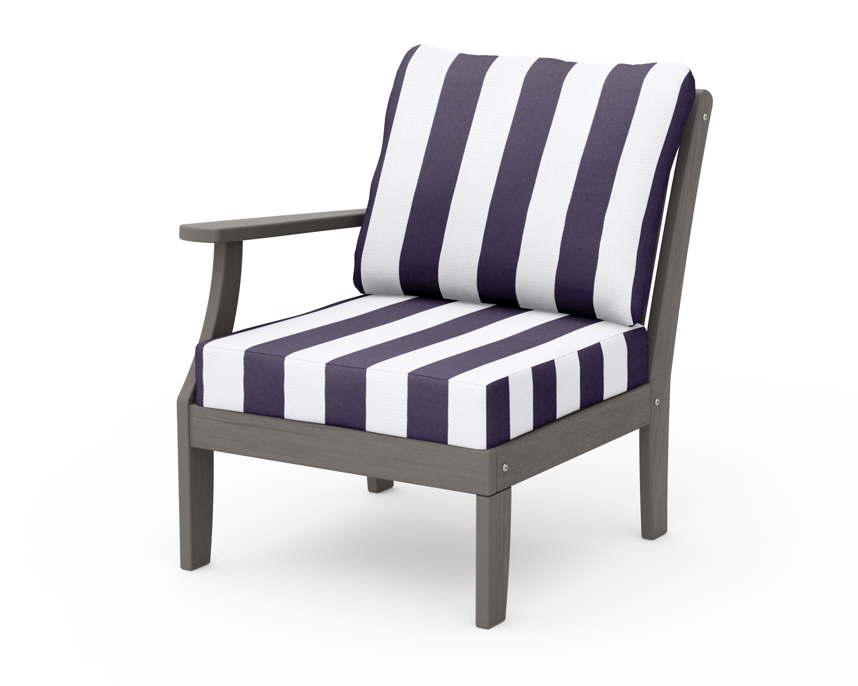 Braxton Modular Left Arm Chair in Driftwood / Cabana Stripe Navy