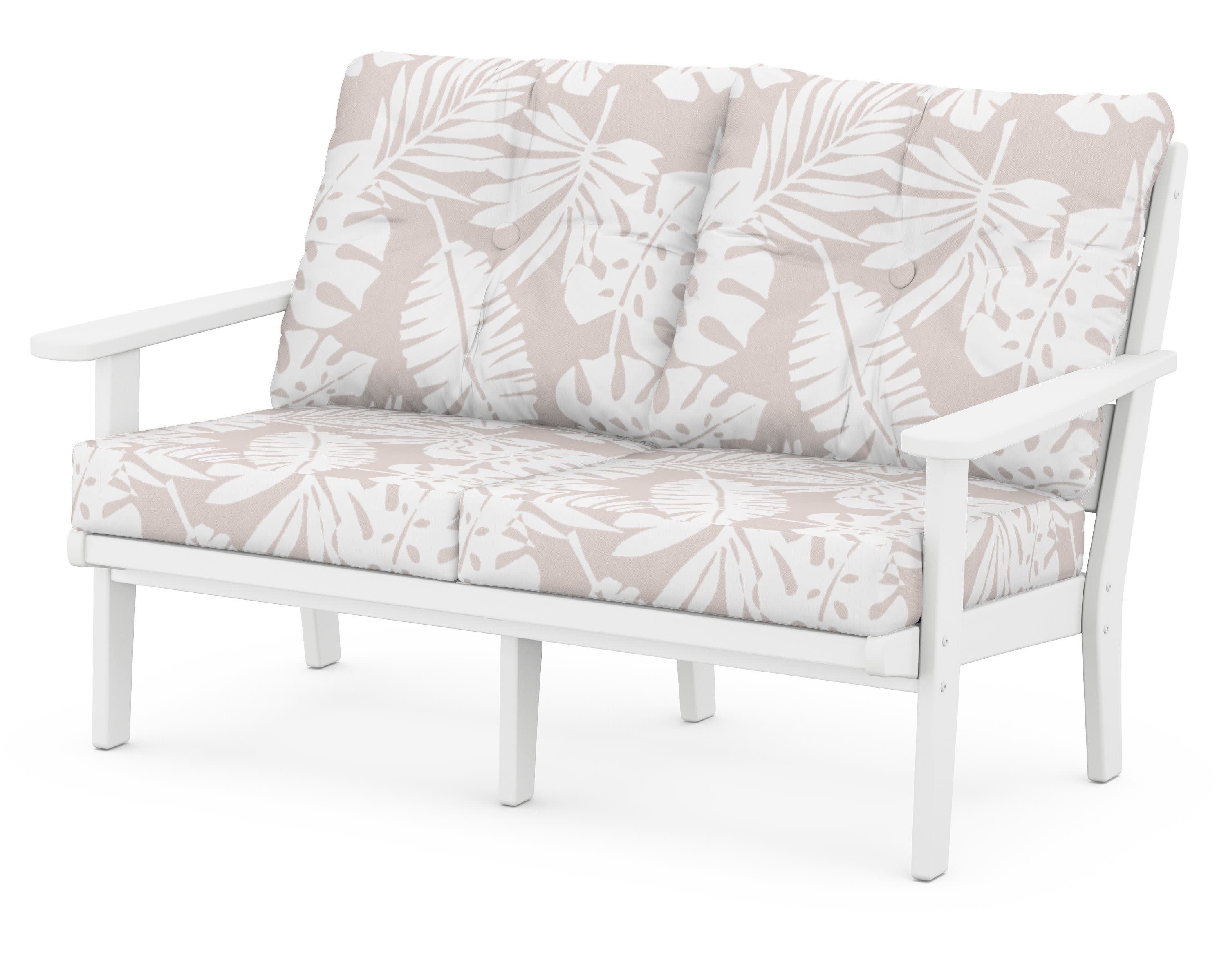 Lakeside Deep Seating Loveseat in White / Leaf Dune Burlap