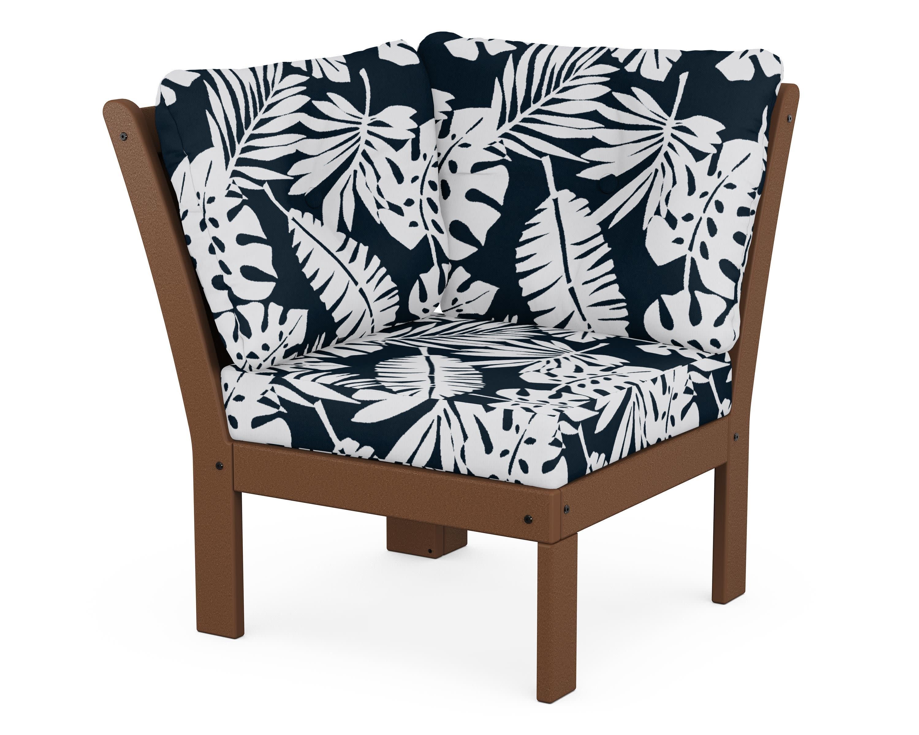 Vineyard Modular Corner Chair in Teak / Leaf Marine Indigo