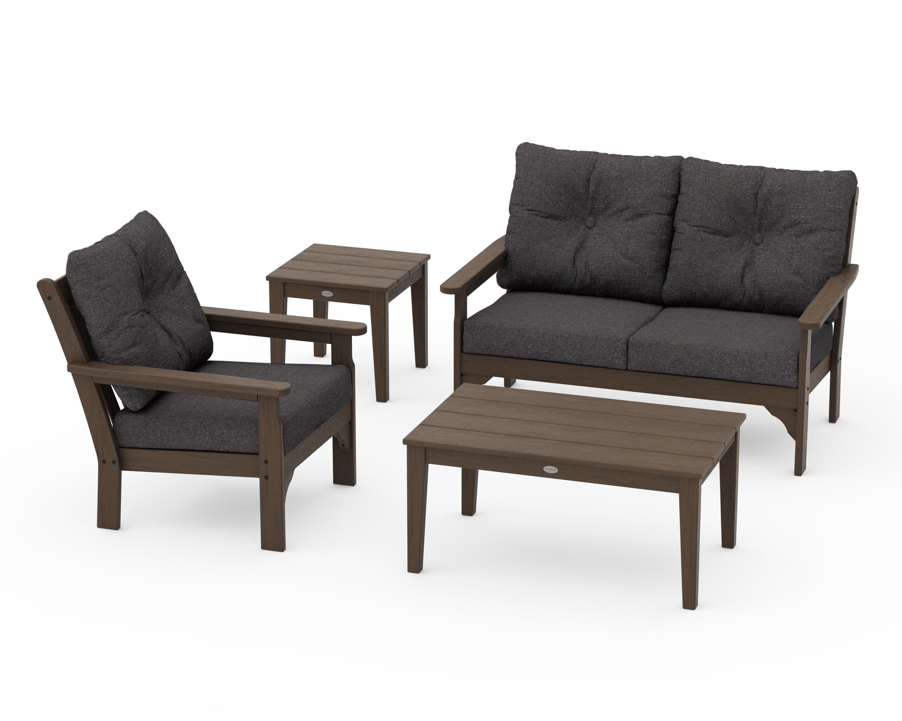 Vineyard 4-Piece Deep Seating Set in Kona / Ash Charcoal