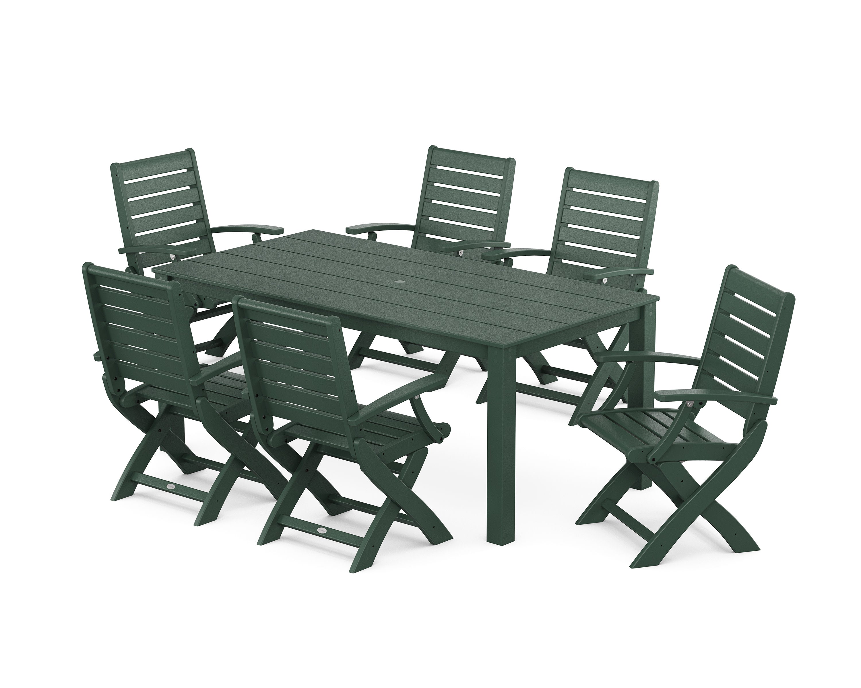 Signature Folding Chair 7-Piece Parsons Dining Set in Green