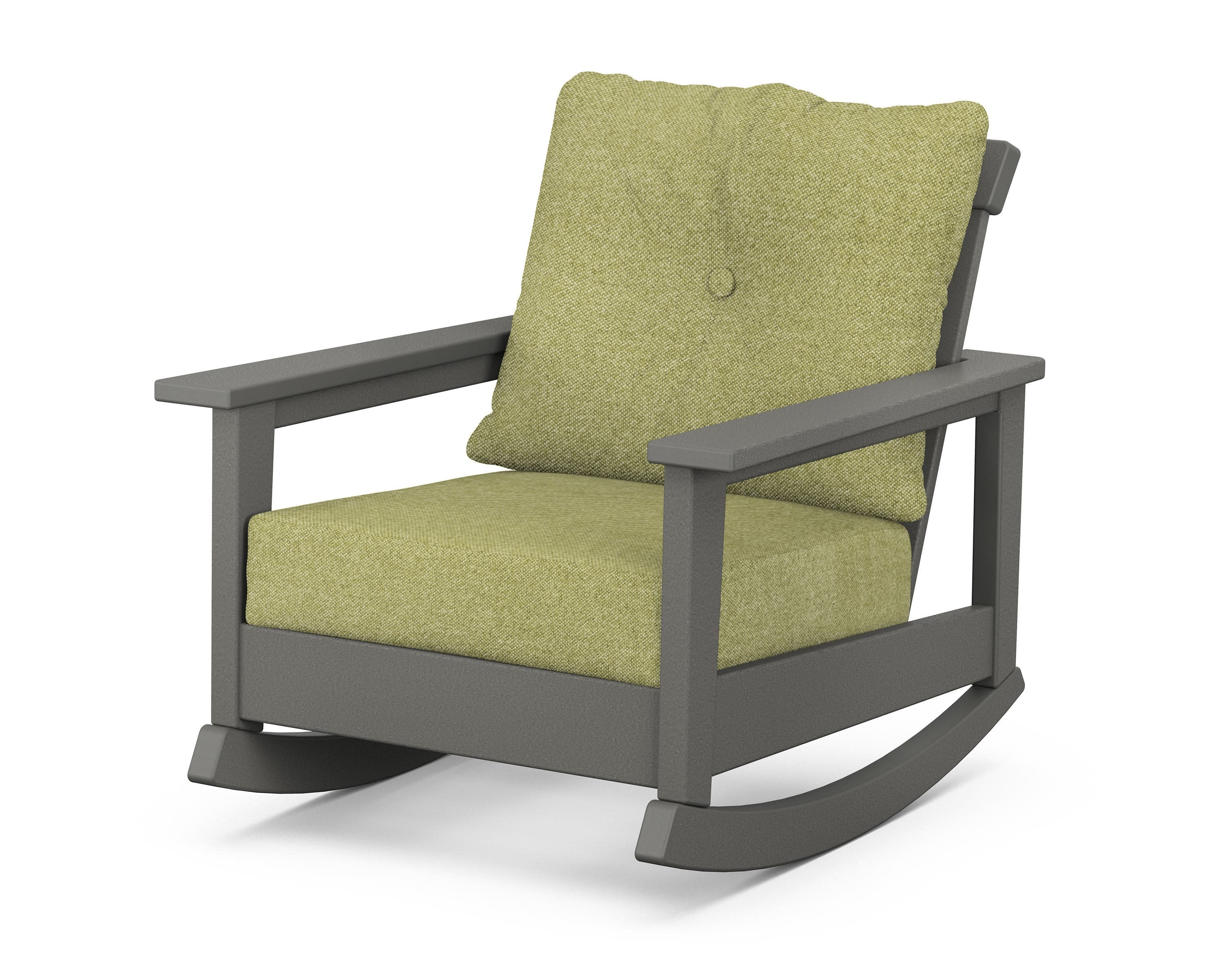 Prescott Deep Seating Rocking Chair in Slate Grey / Chartreuse Boucle