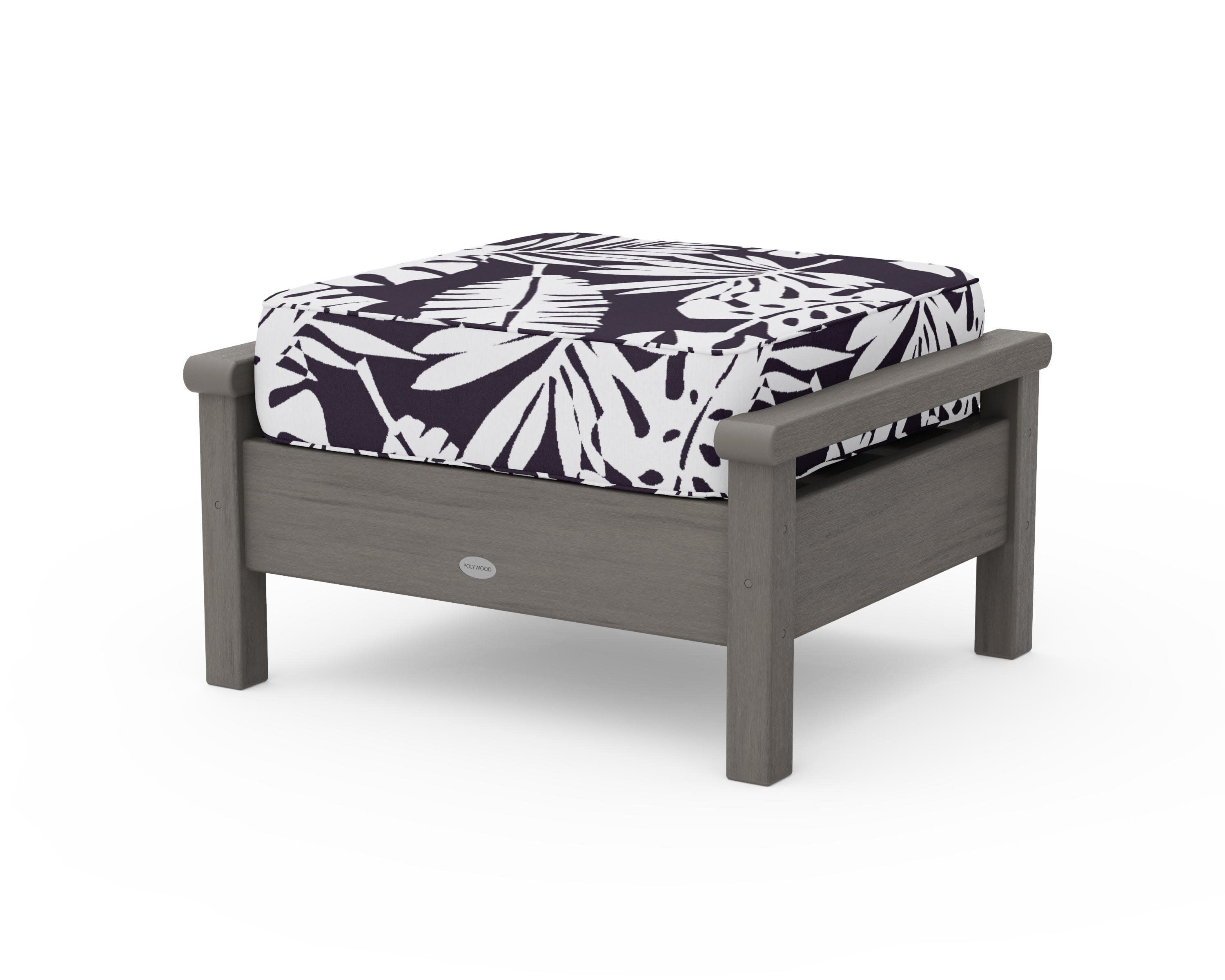 Harbour Deep Seating Ottoman in Driftwood / Leaf Navy