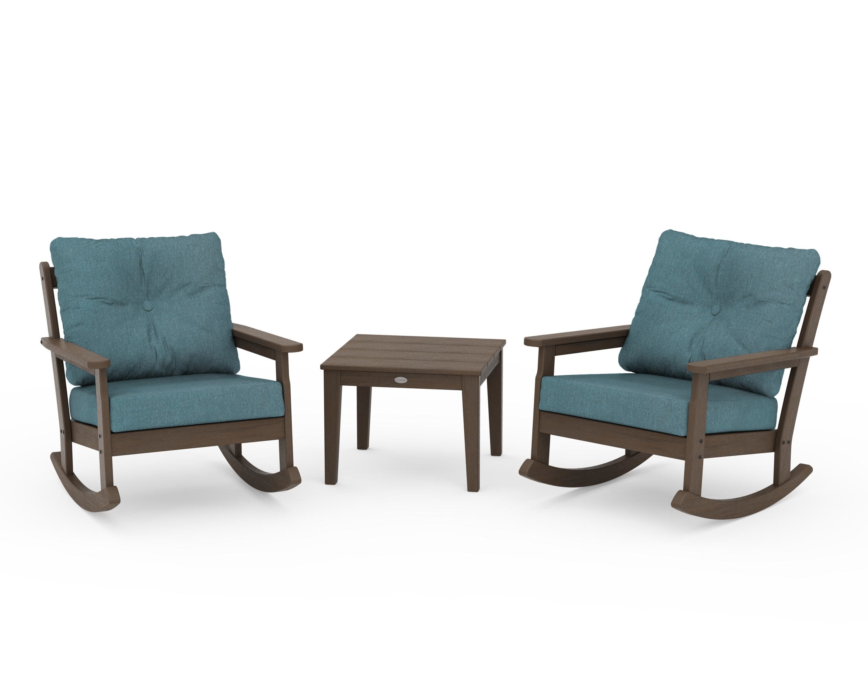 Vineyard 3-Piece Deep Seating Rocker Set in Kona / Ocean Teal