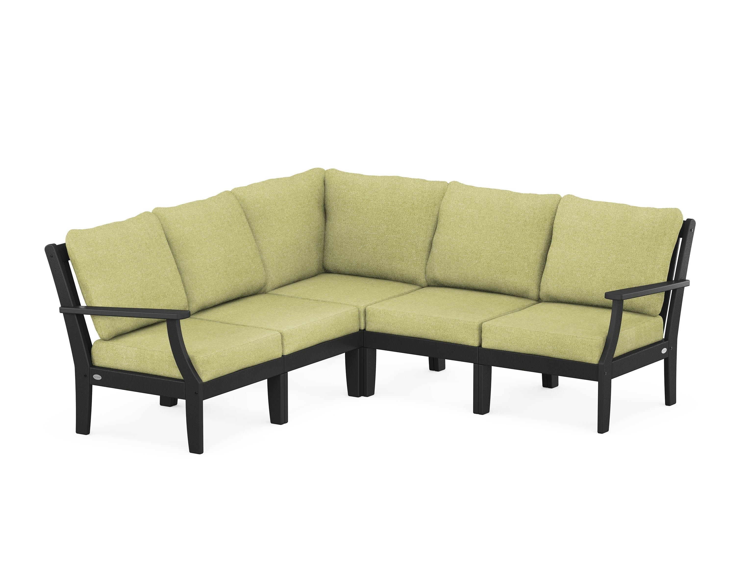 Braxton Modular 5-Piece Deep Seating Set in Black / Chartreuse Boucle