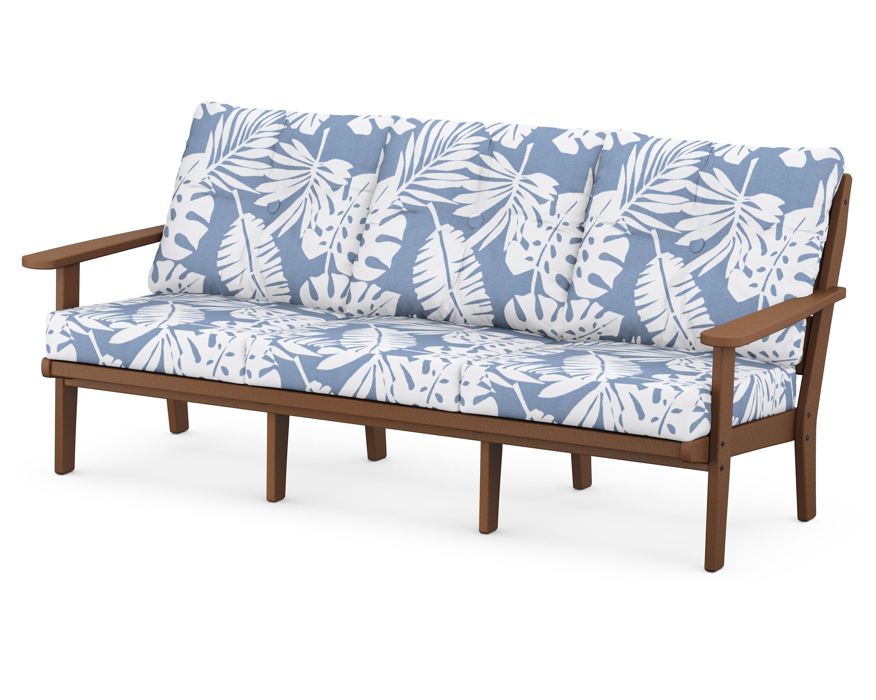Lakeside Deep Seating Sofa in Teak / Leaf Sky Blue