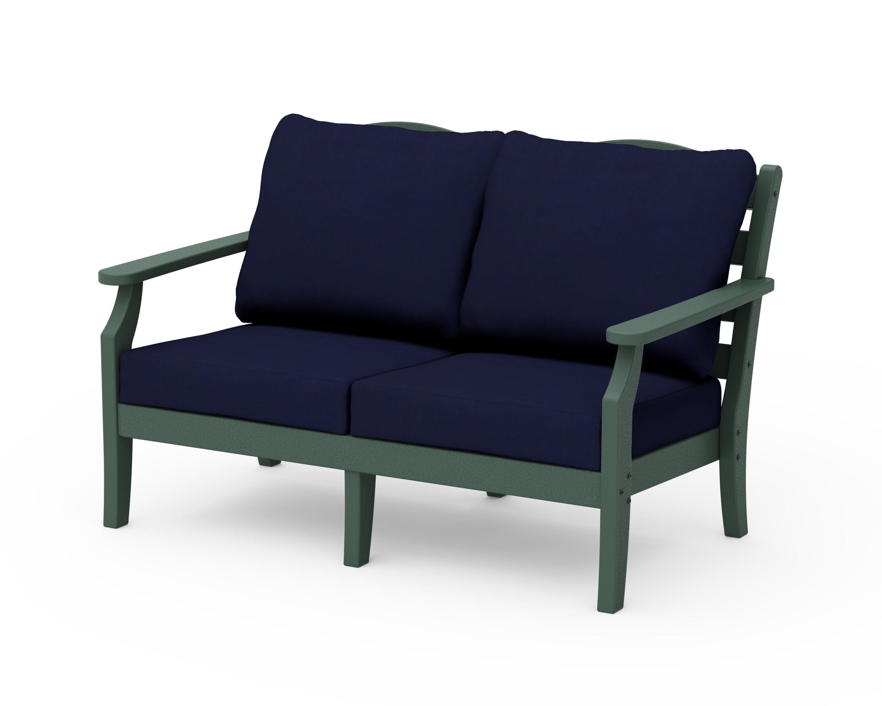 Savannah Deep Seating Loveseat in Green / Navy