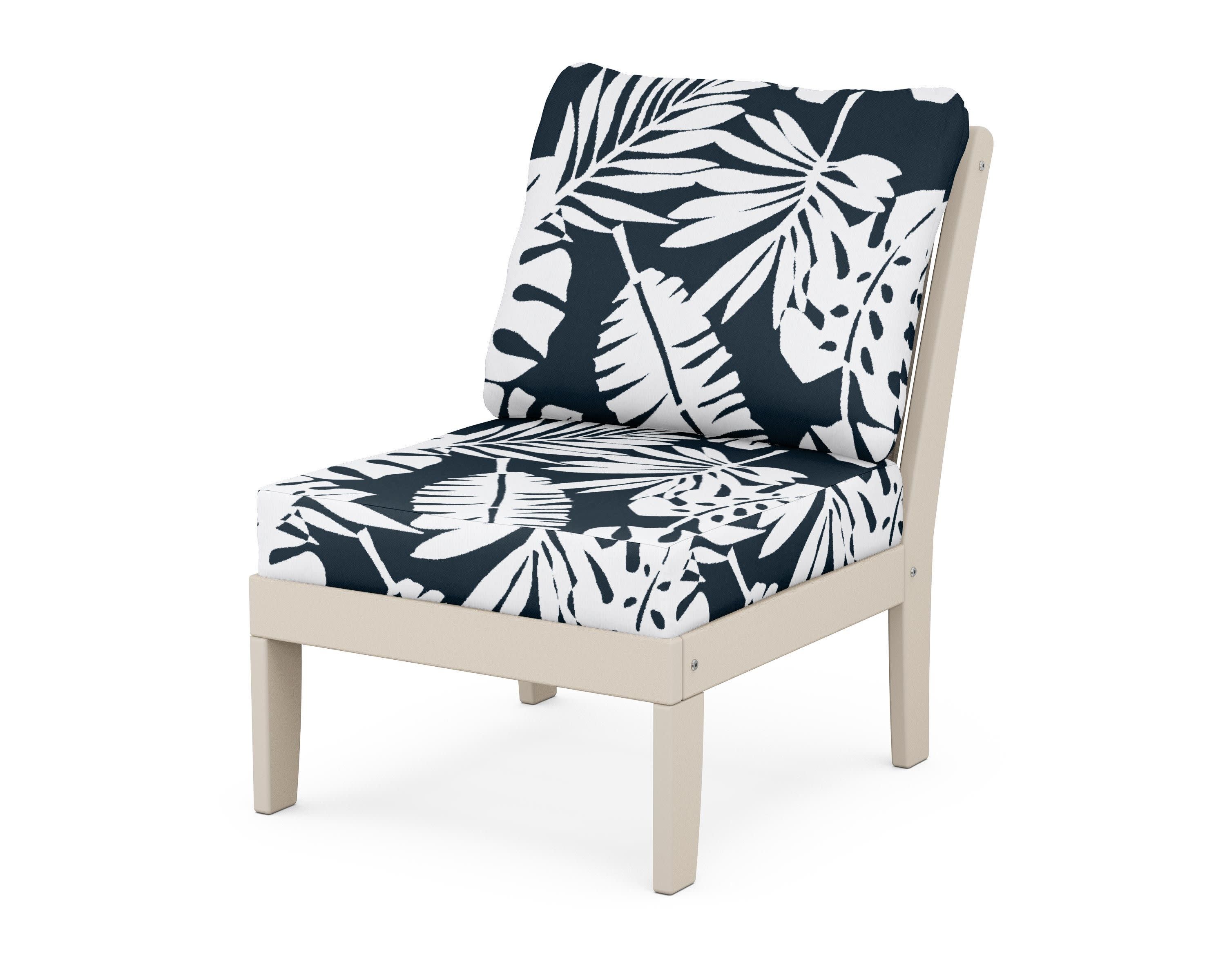 Braxton Modular Armless Chair in Sand / Leaf Marine Indigo