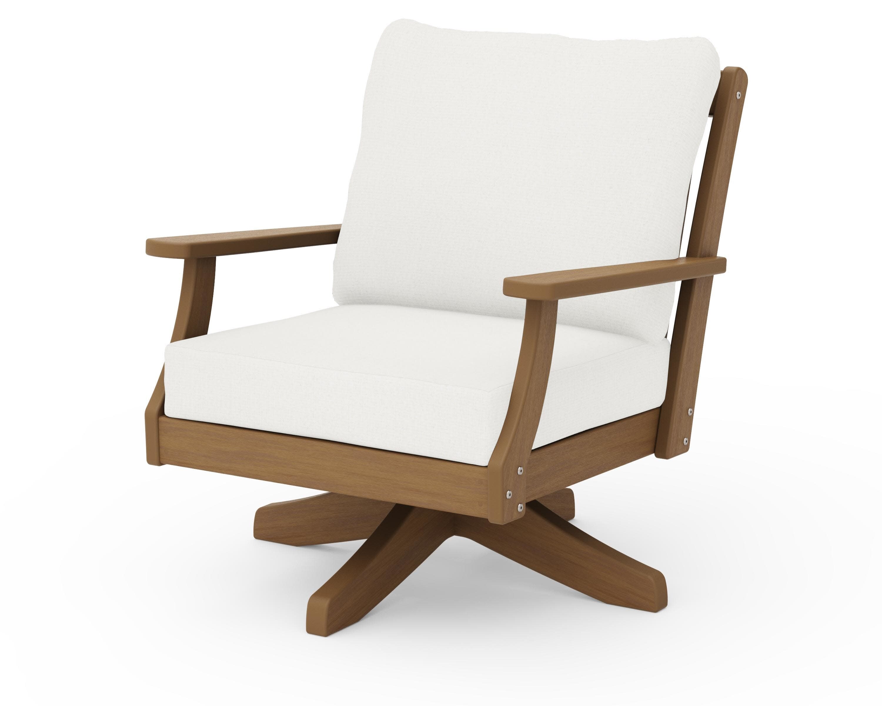 Braxton Deep Seating Swivel Chair in Natural / Natural Linen