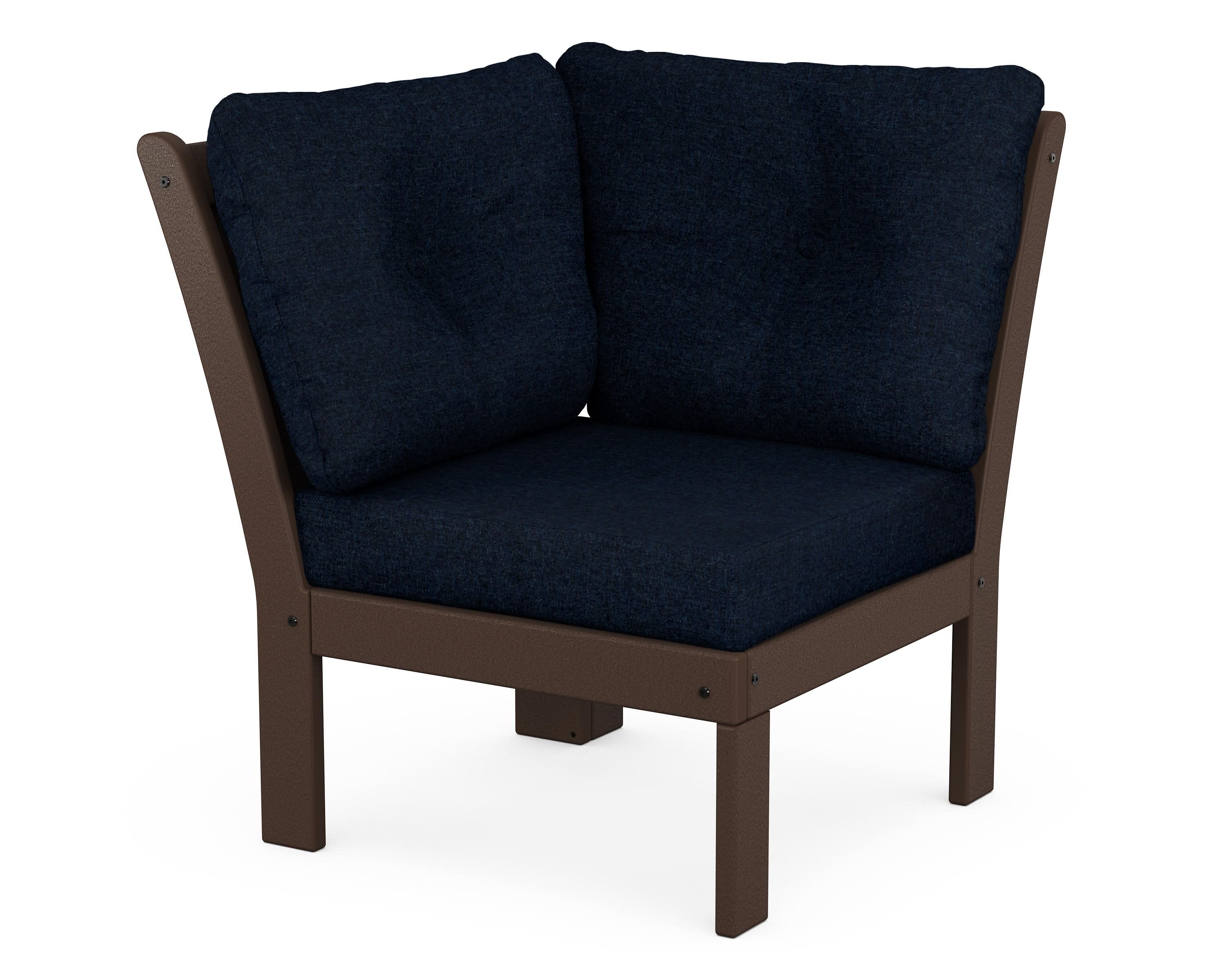 Vineyard Modular Corner Chair in Mahogany / Marine Indigo