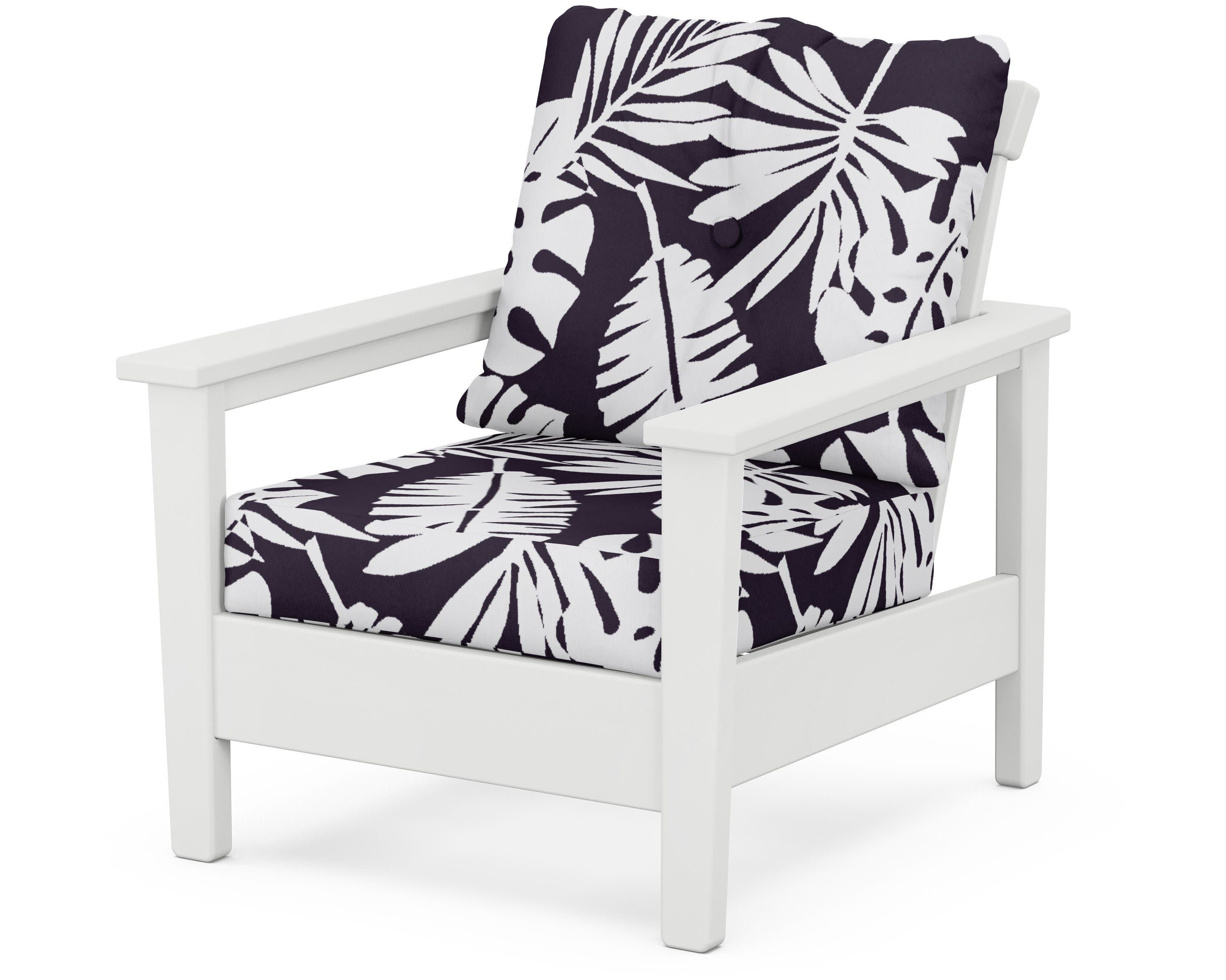 Prescott Deep Seating Chair in White / Leaf Navy