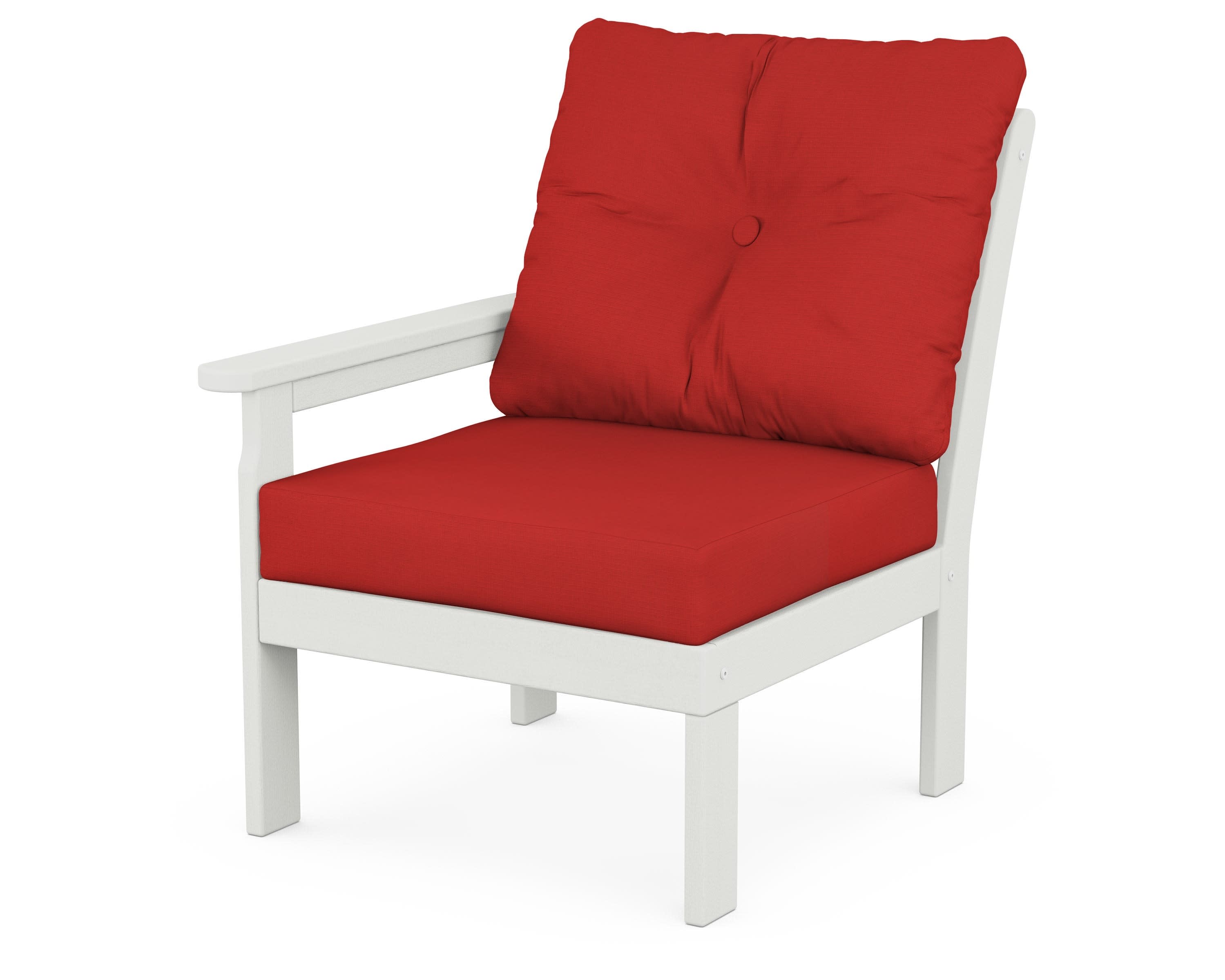 Vineyard Modular Left Arm Chair in Vintage White / Crimson Linen