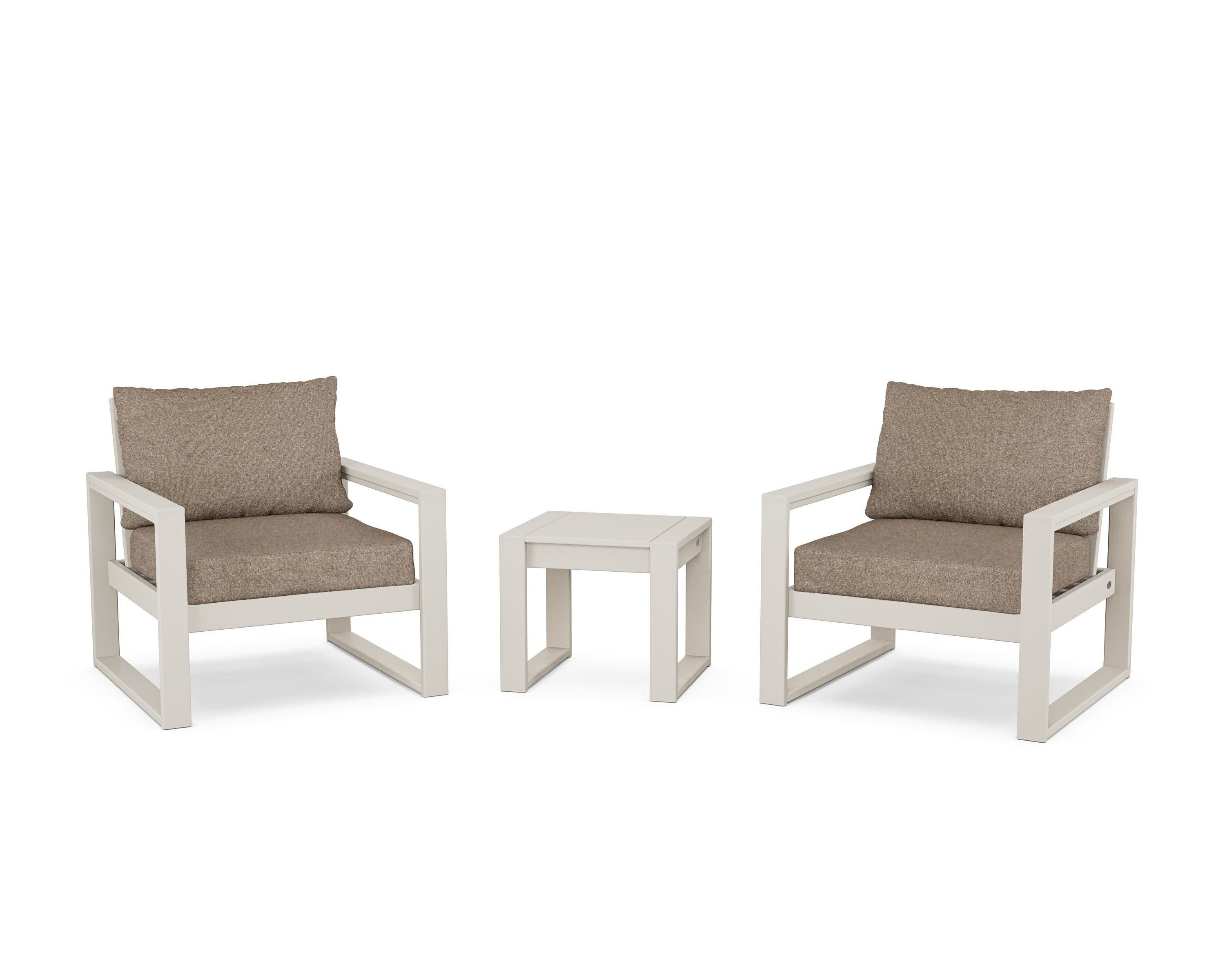 EDGE Sectional 3-Piece Deep Seating Set in Sand / Spiced Burlap