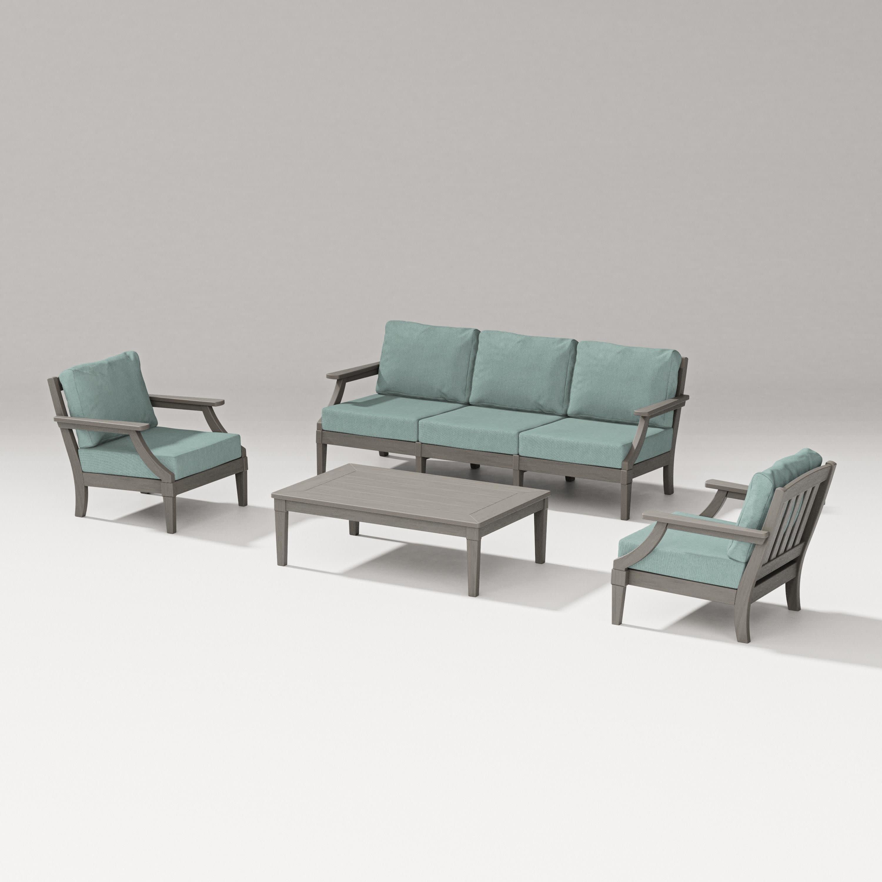Estate 4-Piece Lounge Sofa Set in Driftwood / Glacier Spa
