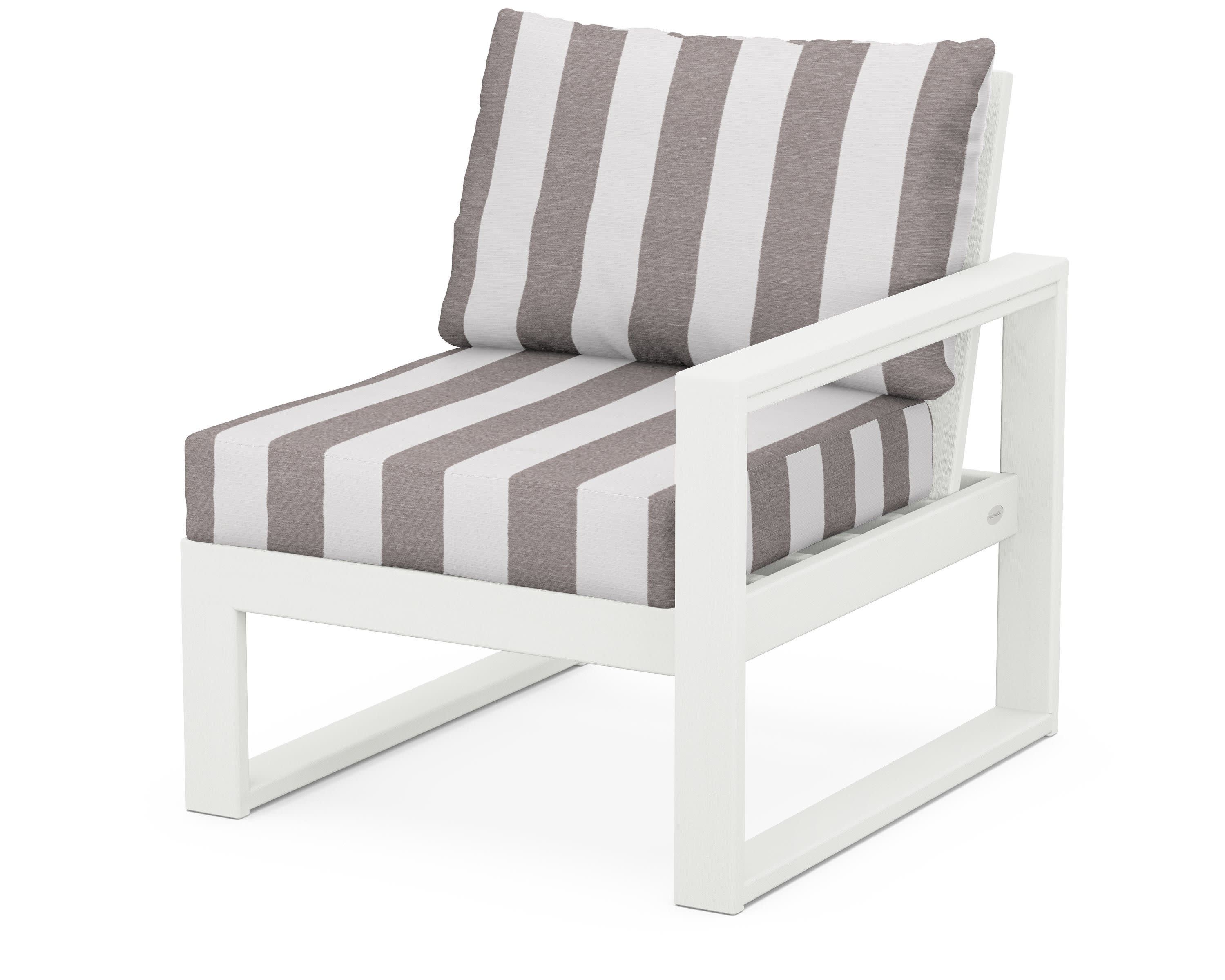 EDGE Modular Right Arm Chair in Vintage White / Cabana Stripe Grey Mist