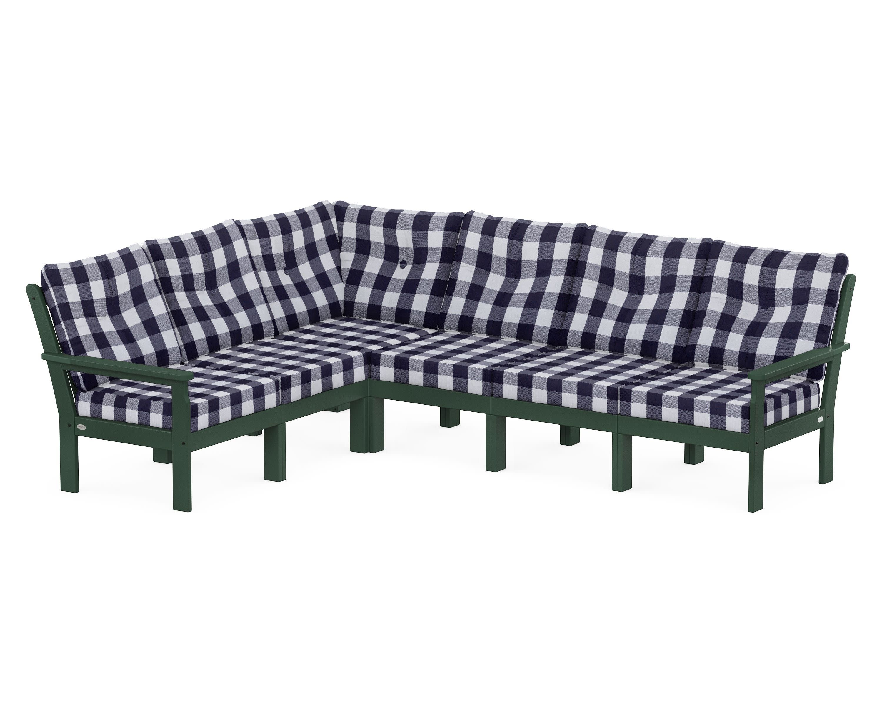 Vineyard 6-Piece Sectional in Green / Buffalo Plaid Navy