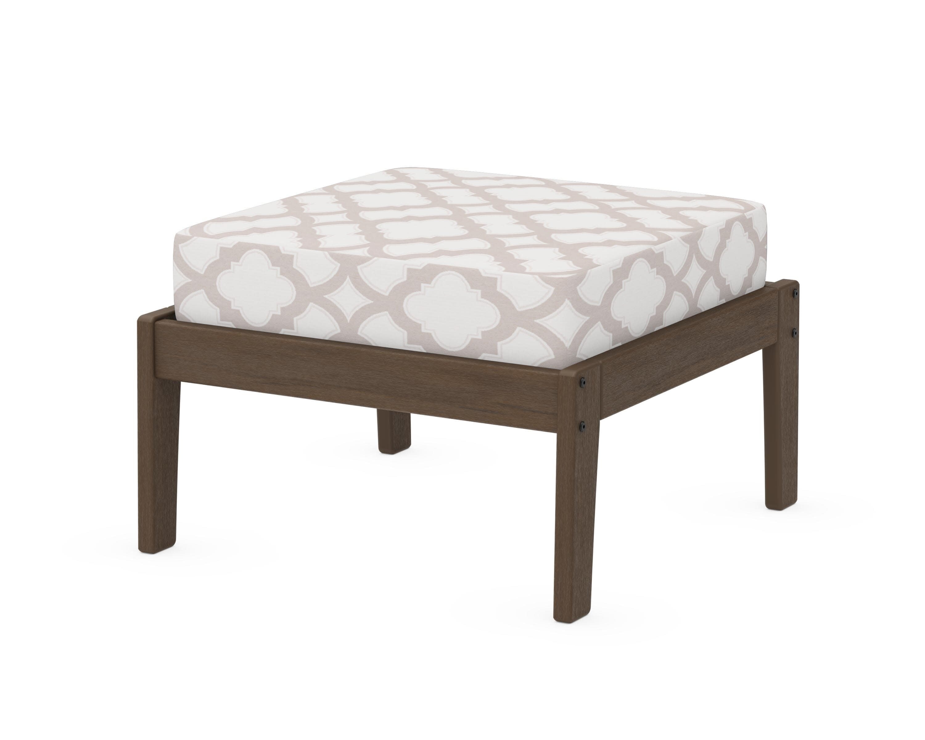 Deep Seating Ottoman in Kona / Trellis Dune Burlap