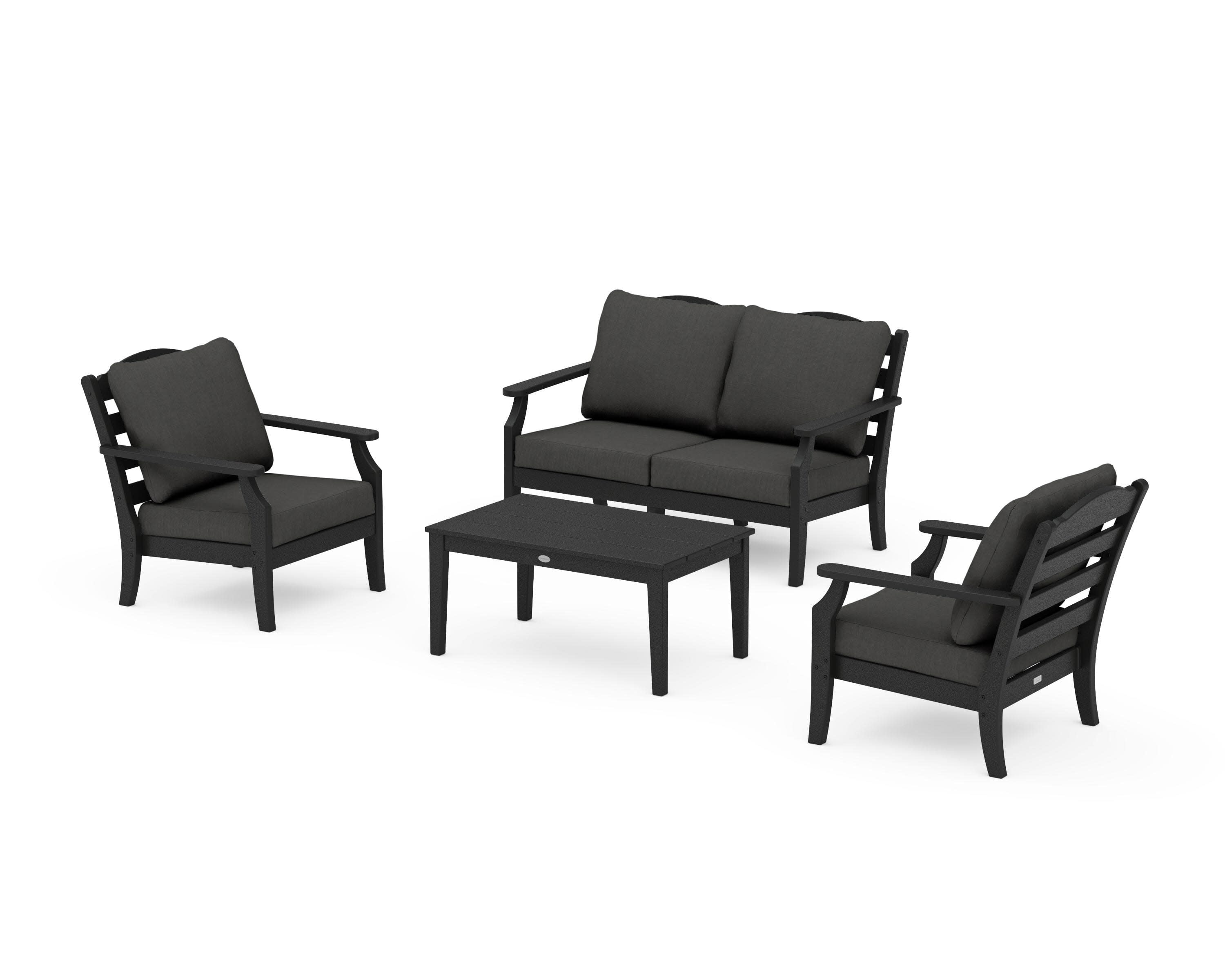 Savannah 4-Piece Deep Seating Set with Loveseat in Black / Spectrum Carbon