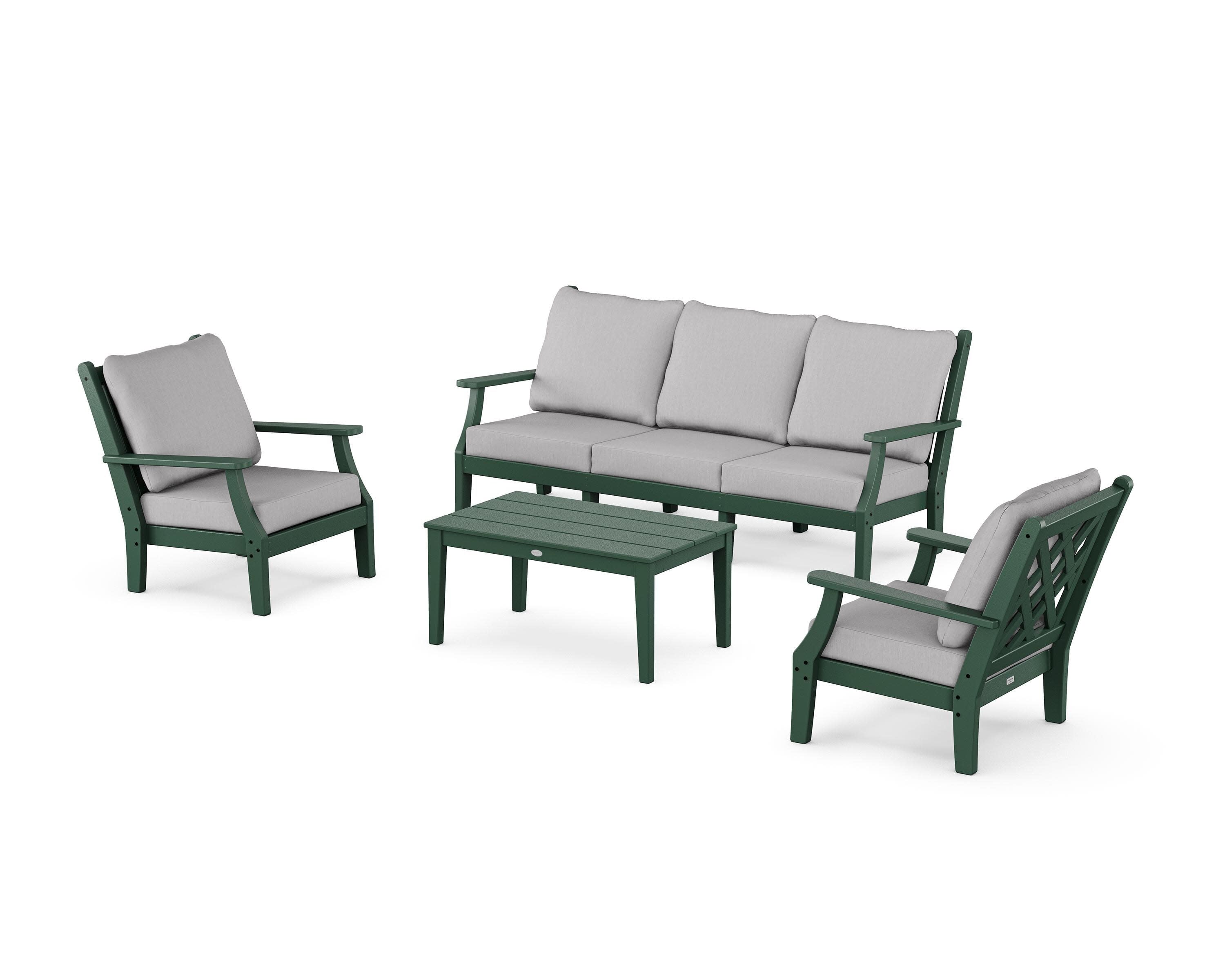 Wovendale 4-Piece Deep Seating Set with Sofa in Green / Granite