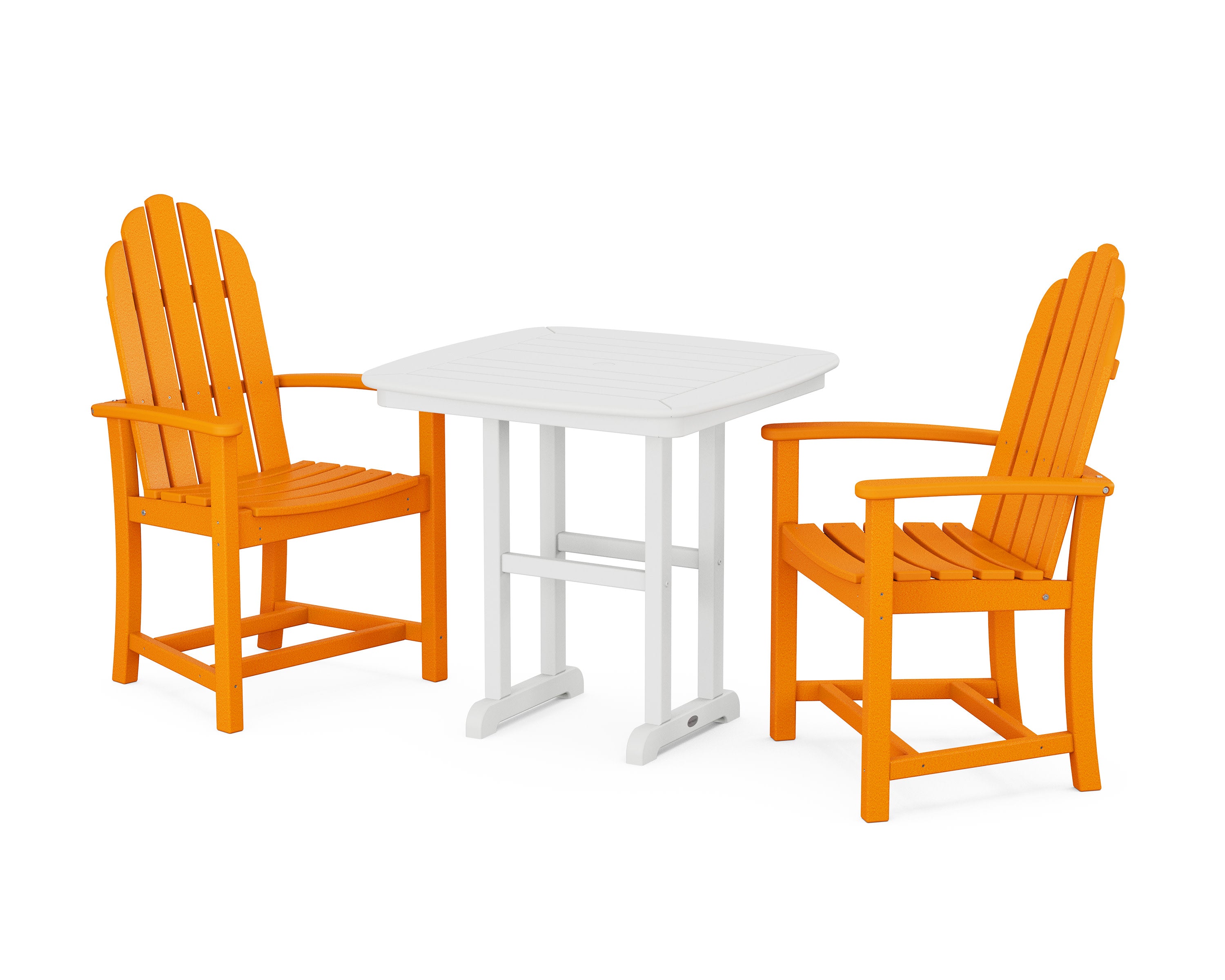 Classic Adirondack 3-Piece Dining Set in Tangerine / White