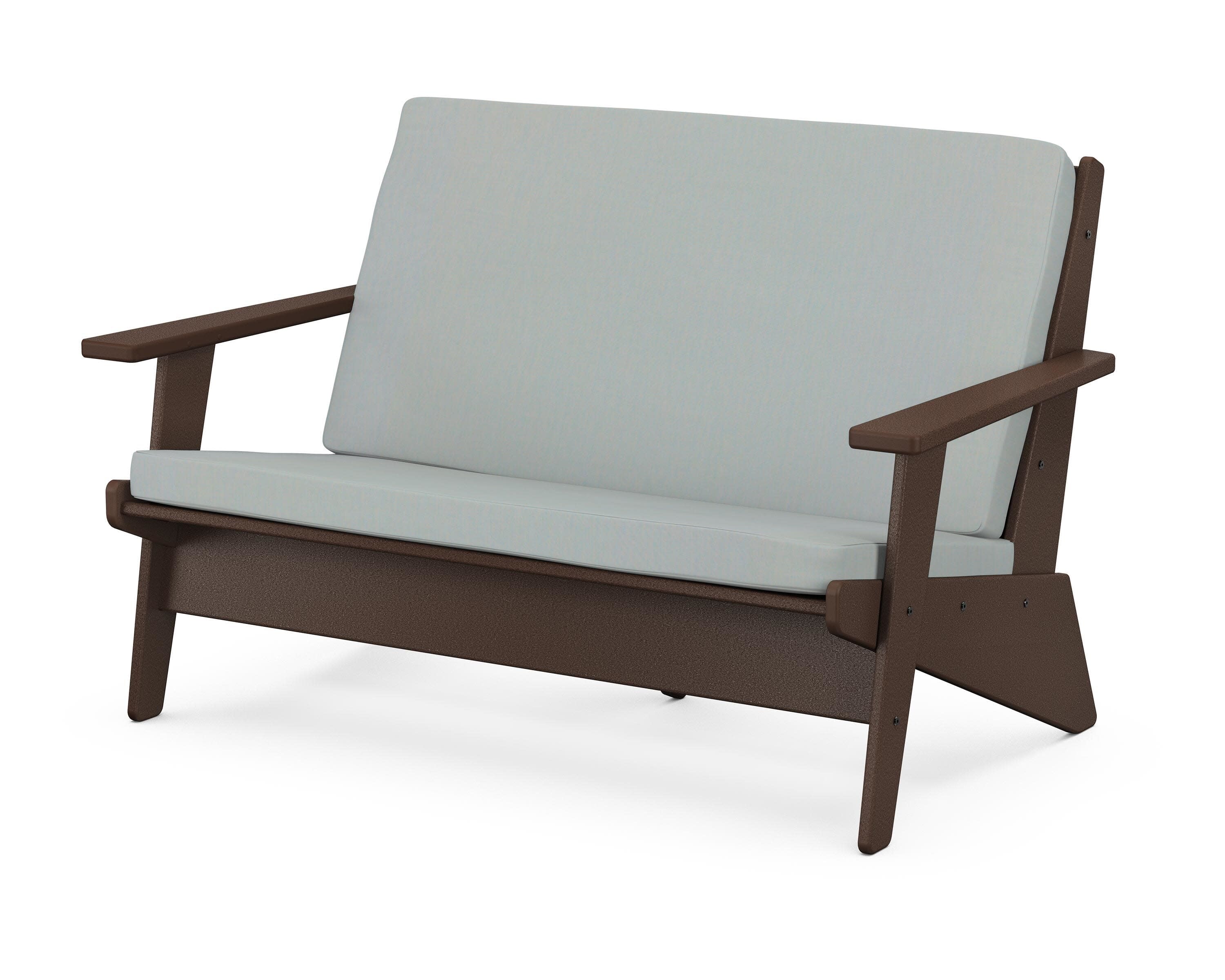 Riviera Modern Lounge Loveseat in Mahogany / Spa
