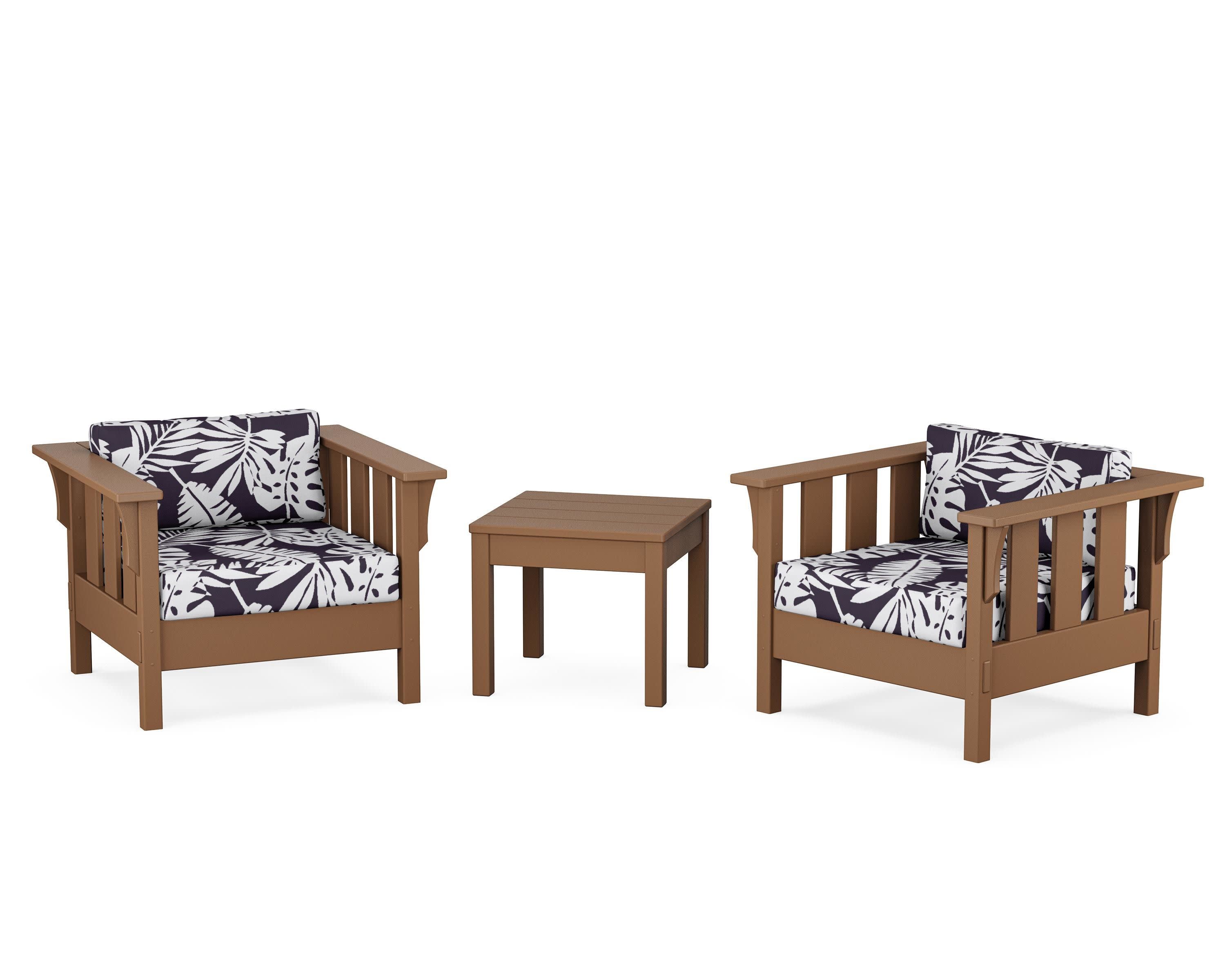 Acadia 3-Piece Deep Seating Set in Teak / Leaf Navy