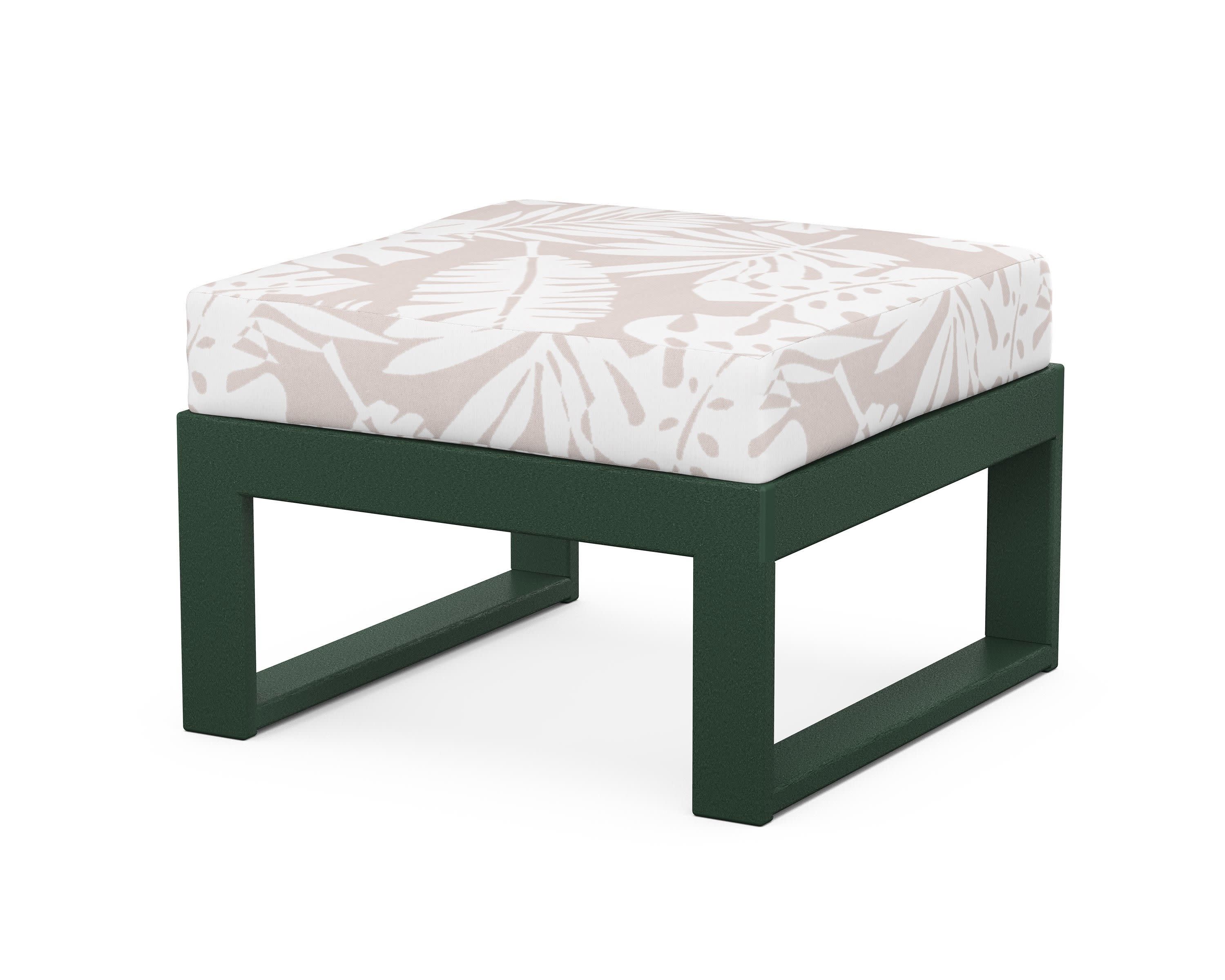Modular Ottoman - Modern in Green / Leaf Dune Burlap